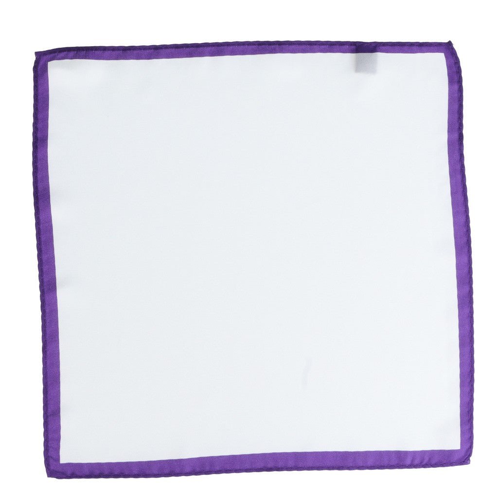 HENRY SARTORIAL Silk Pocket Square WHITE/PURPLE - Henry Bucks