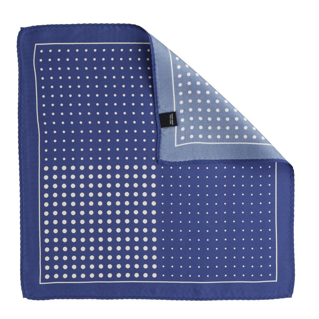 HENRY SARTORIAL Silk Polka Dot Pocket Square BLUE - Henry Bucks