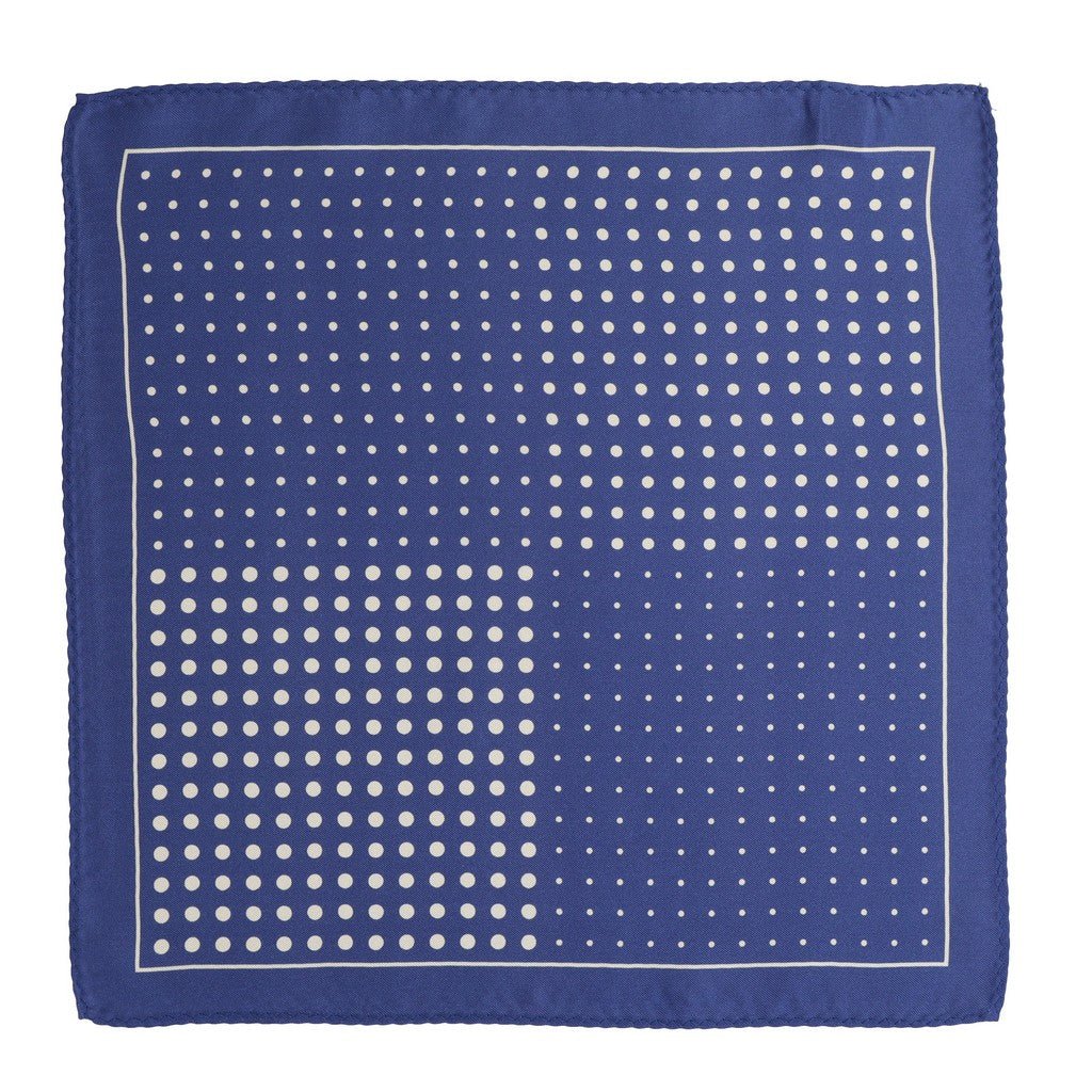 HENRY SARTORIAL Silk Polka Dot Pocket Square BLUE - Henry Bucks