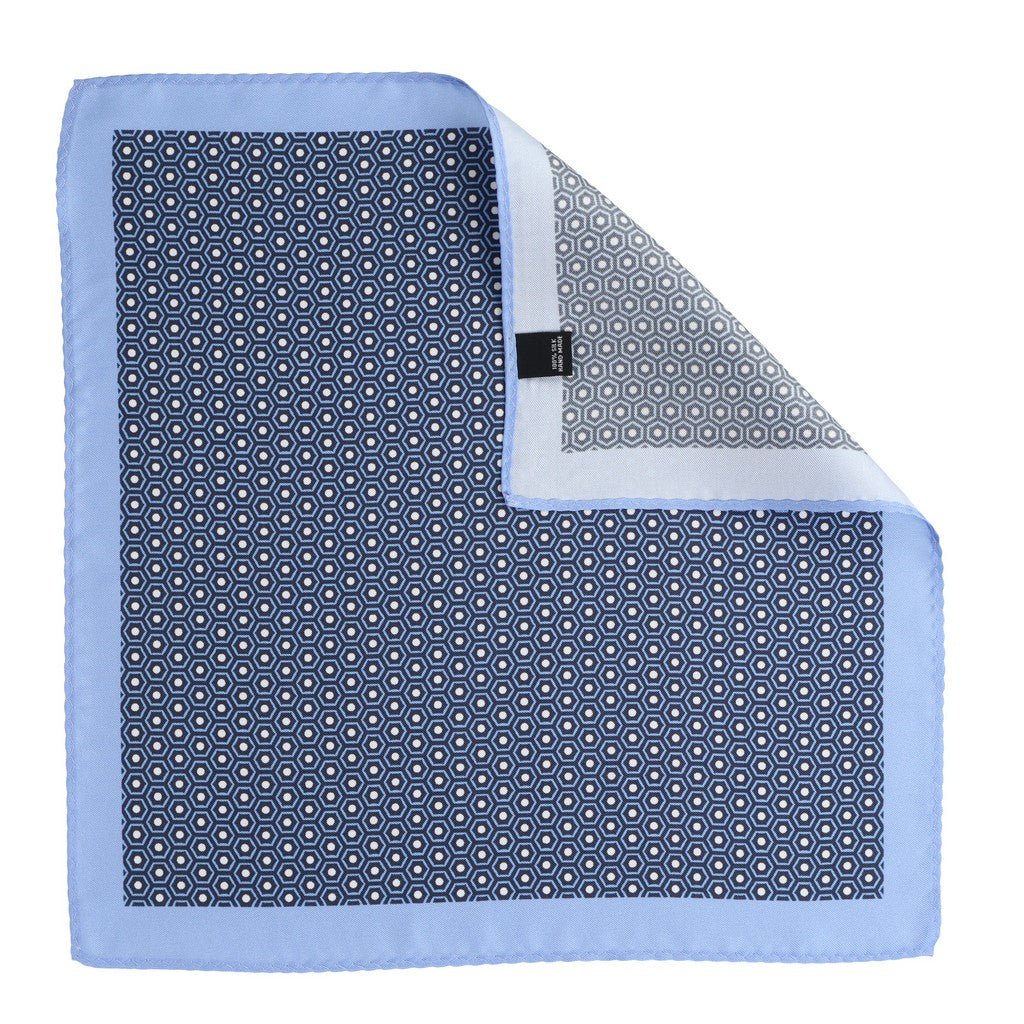 HENRY SARTORIAL Silk Polka Dot Pocket Square NAVY/BLUE - Henry Bucks