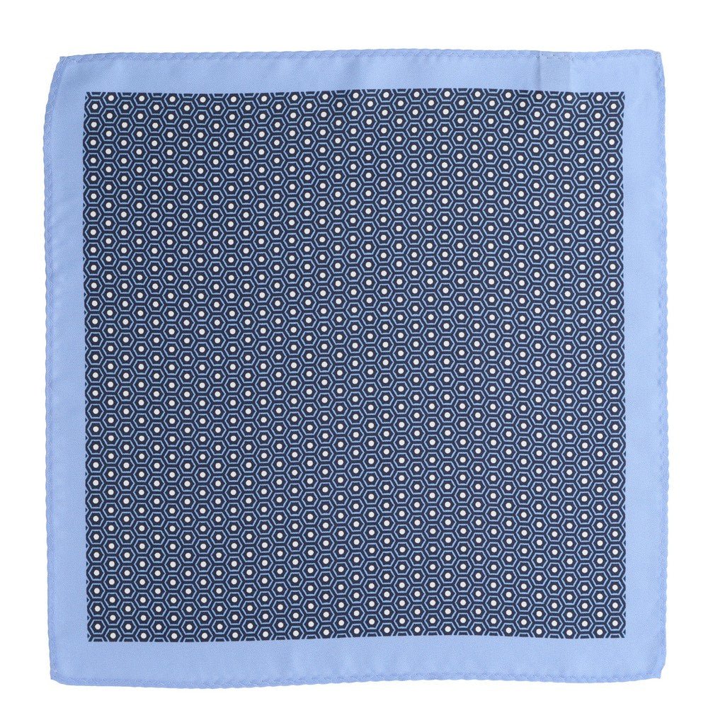 HENRY SARTORIAL Silk Polka Dot Pocket Square NAVY/BLUE - Henry Bucks