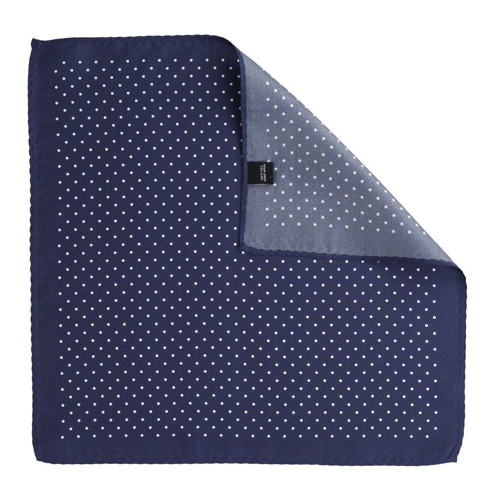 HENRY SARTORIAL Silk Polka Dot Pocket Square NAVY - Henry Bucks