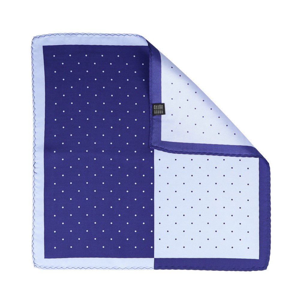 HENRY SARTORIAL Silk Polka Pocket Square BLUE/SKY - Henry Bucks