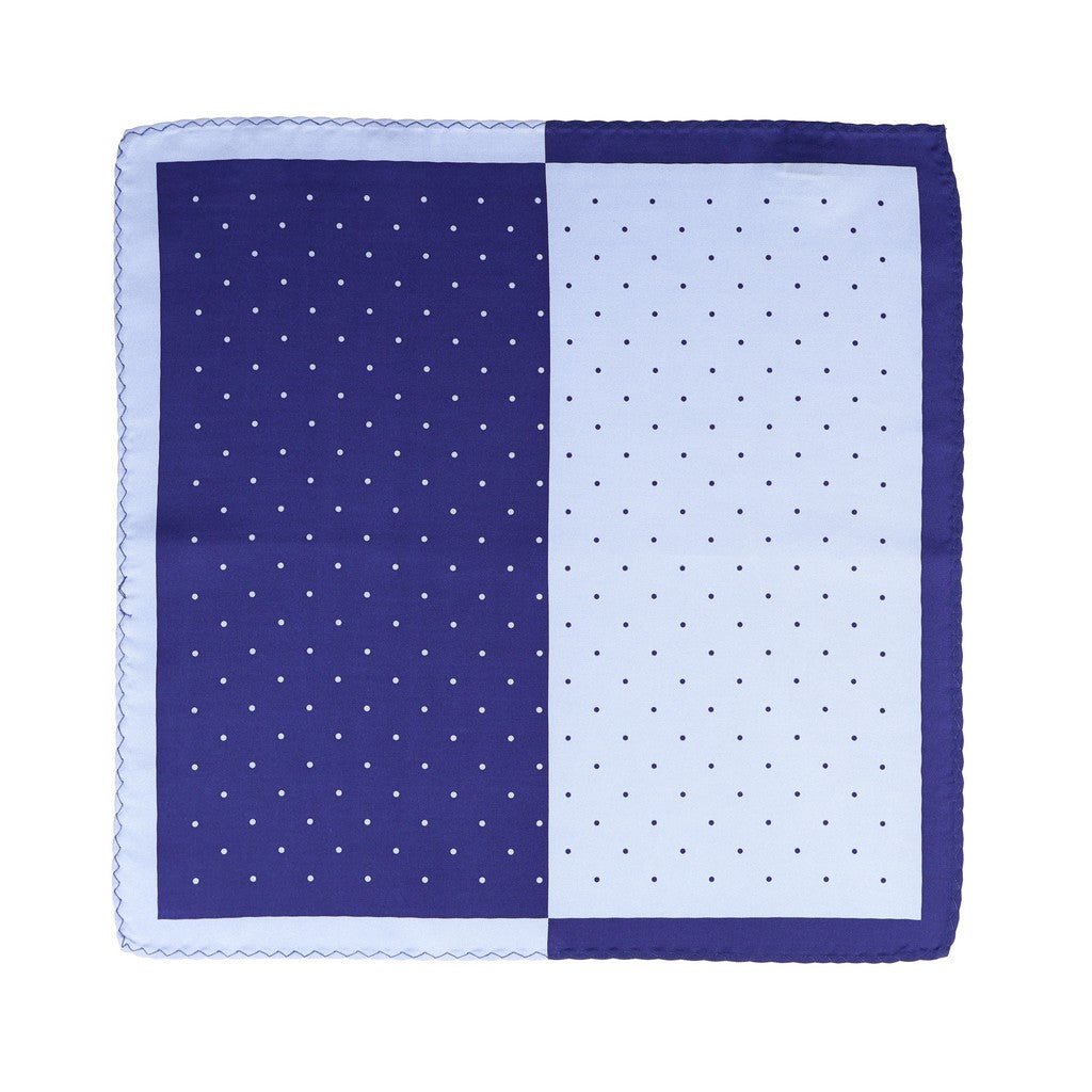 HENRY SARTORIAL Silk Polka Pocket Square BLUE/SKY - Henry Bucks