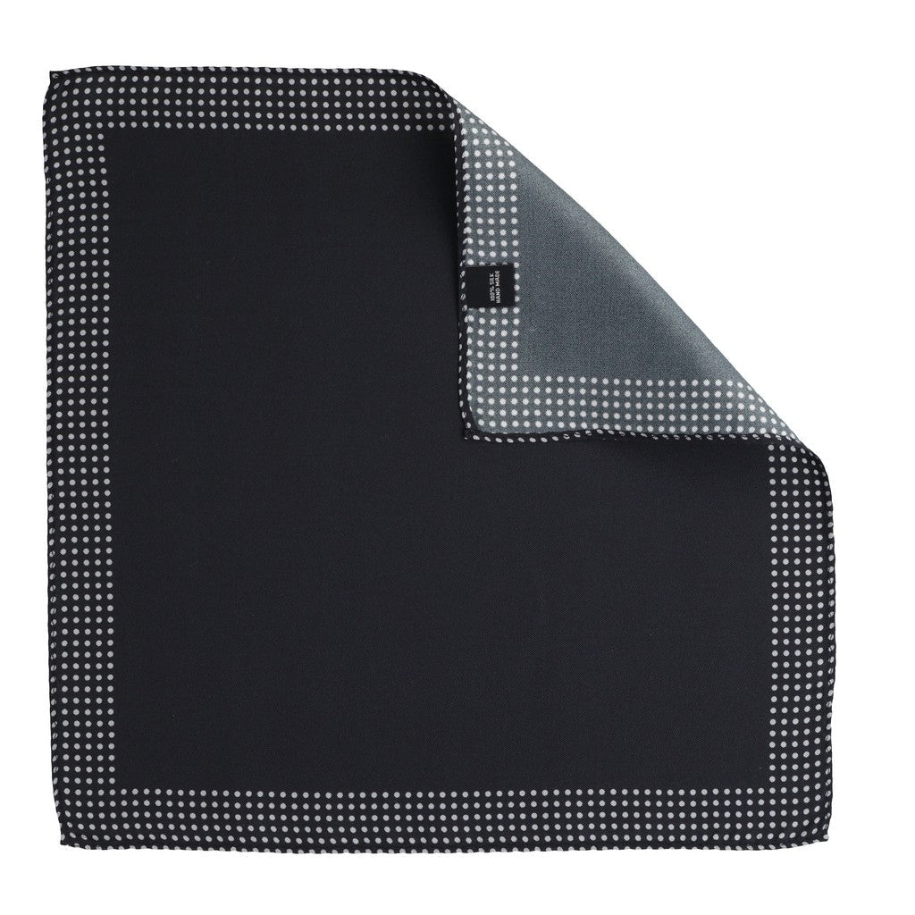 HENRY SARTORIAL Silk Printed Pocket Square BLACK - Henry Bucks