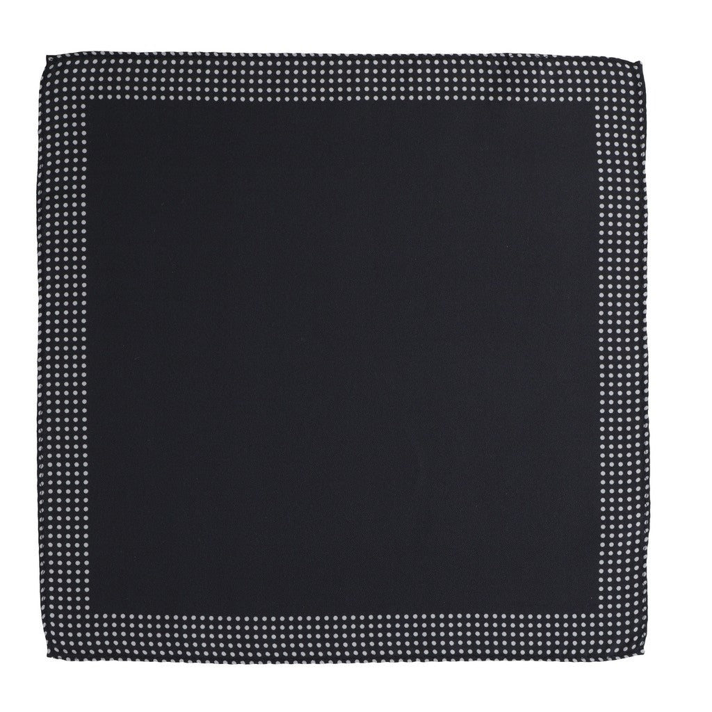 HENRY SARTORIAL Silk Printed Pocket Square BLACK - Henry Bucks