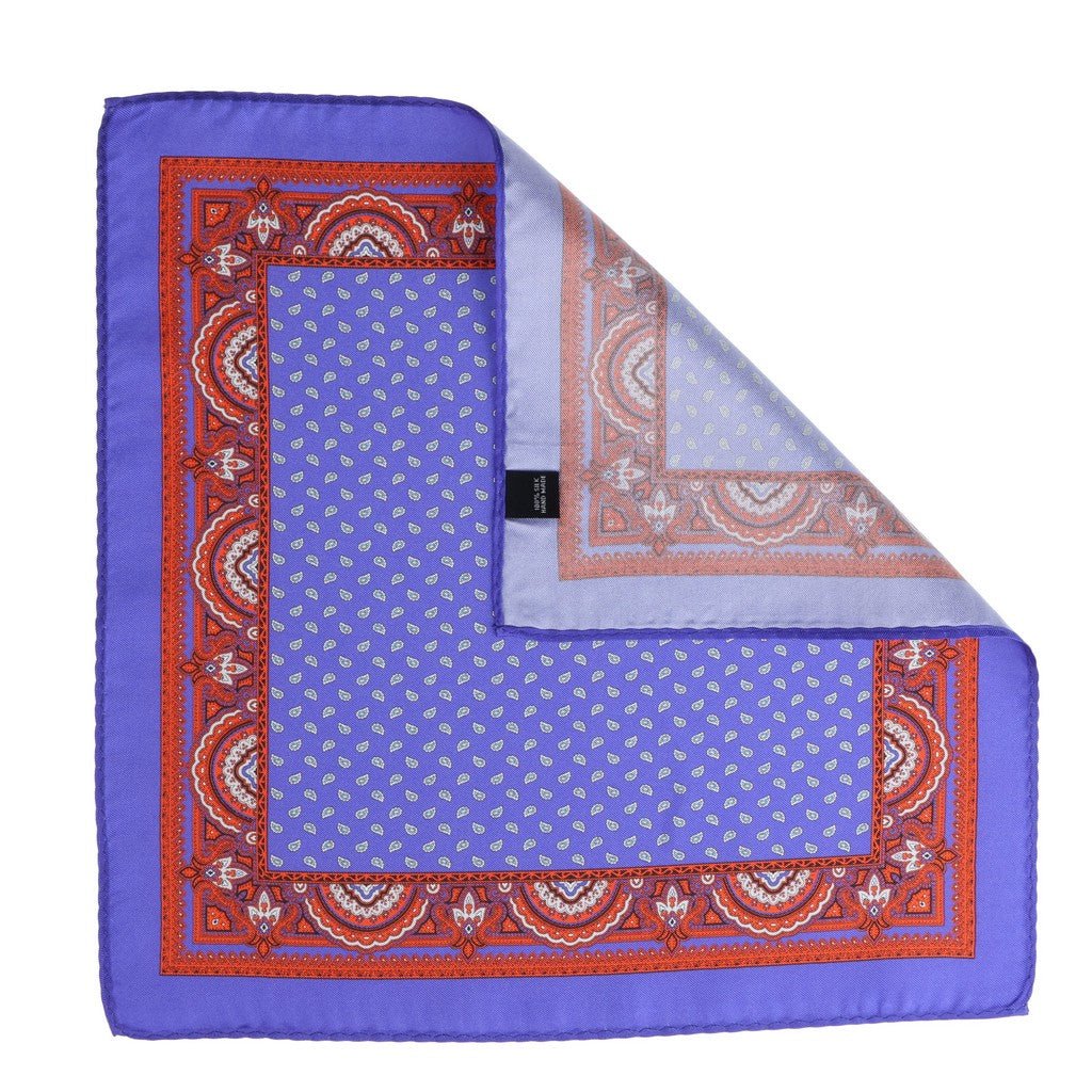 HENRY SARTORIAL Silk Printed Pocket Square BLUE - Henry Bucks