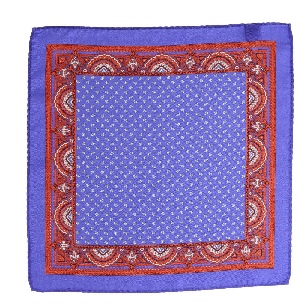 HENRY SARTORIAL Silk Printed Pocket Square BLUE - Henry Bucks