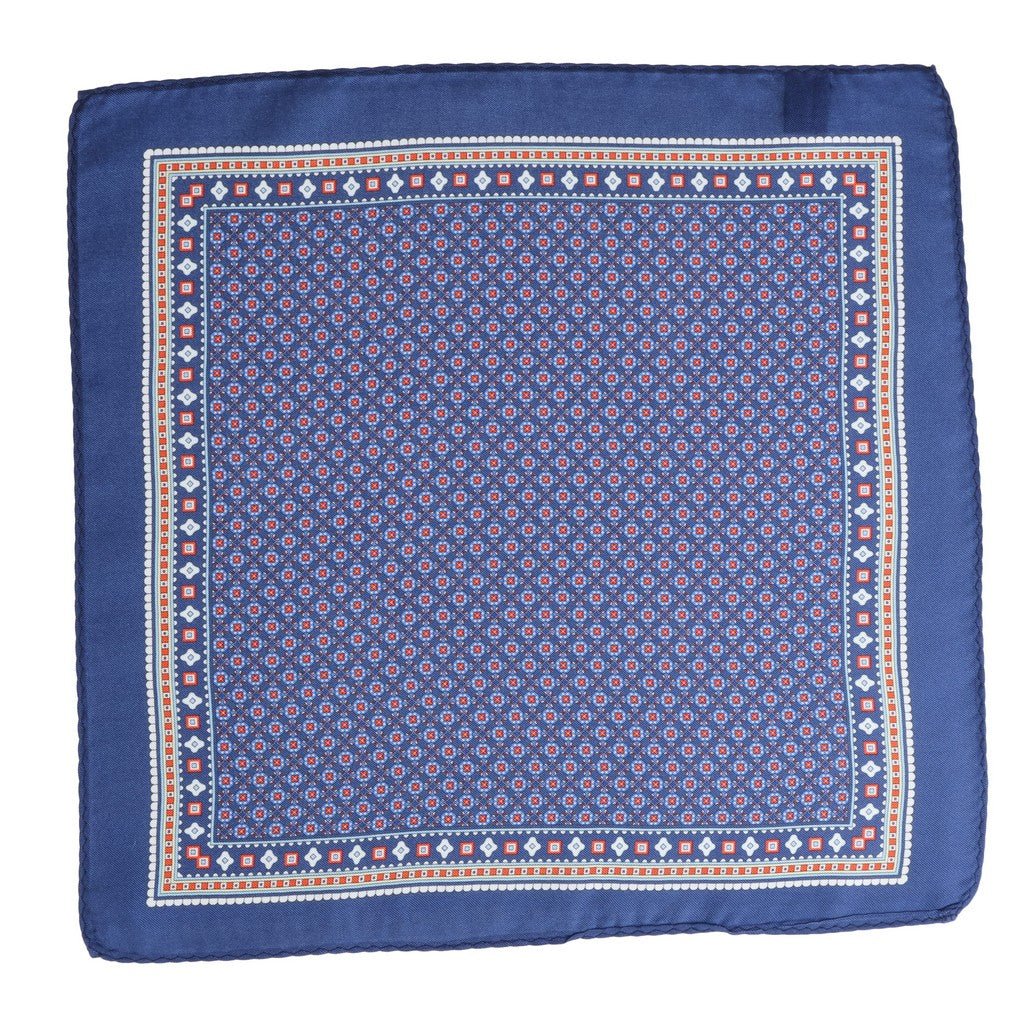 HENRY SARTORIAL Silk Printed Pocket Square NAVY - Henry Bucks