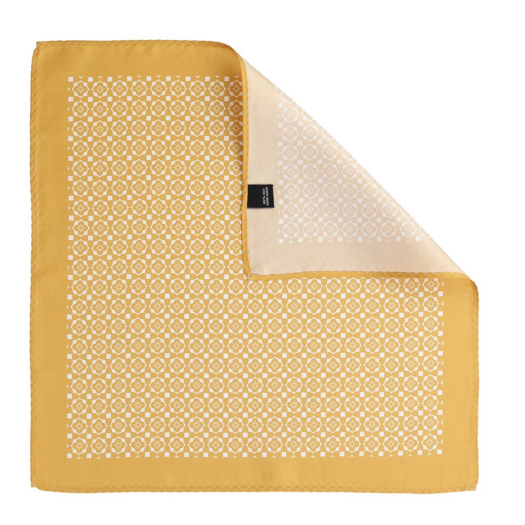 HENRY SARTORIAL Silk Printed Pocket Square YELLOW - Henry Bucks