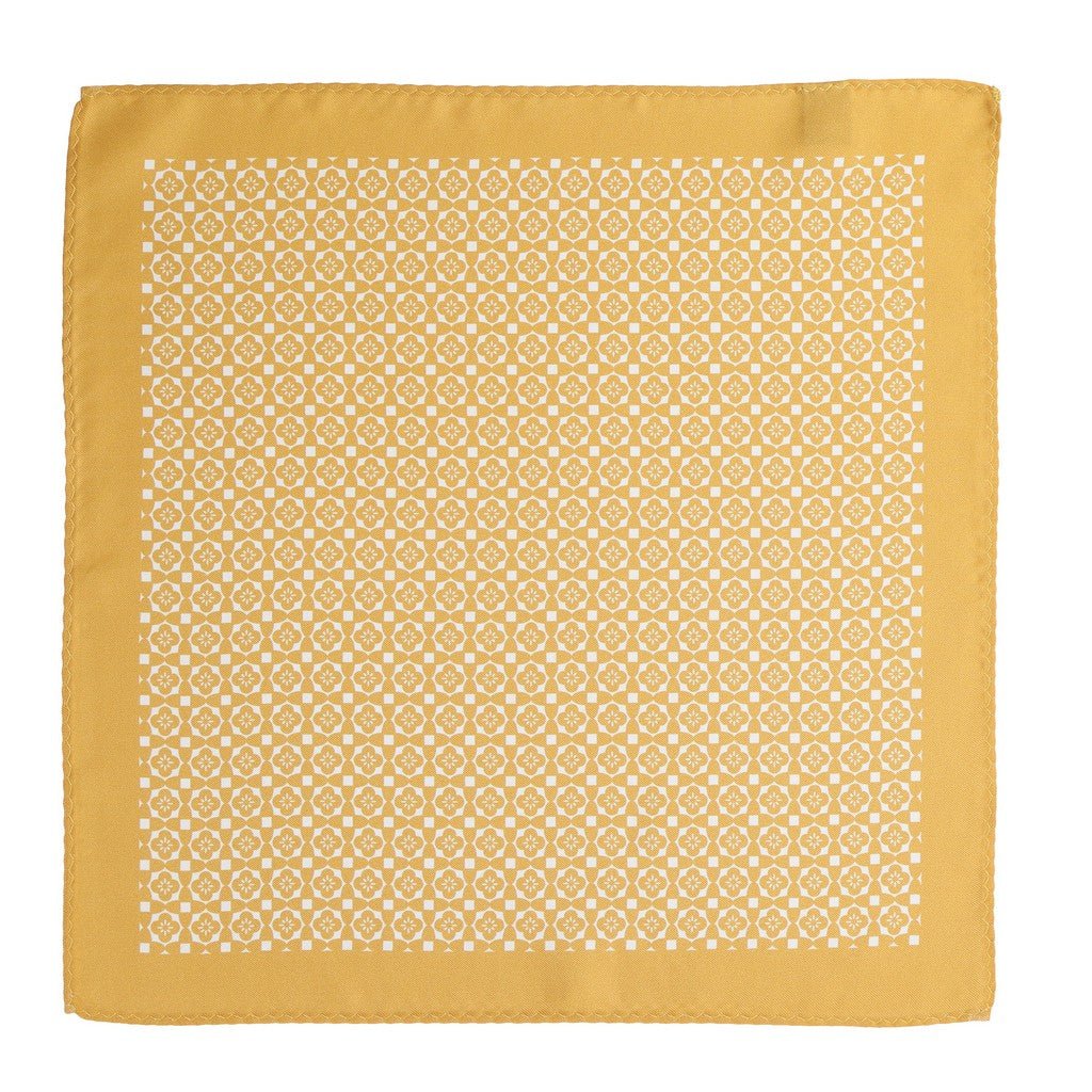 HENRY SARTORIAL Silk Printed Pocket Square YELLOW - Henry Bucks