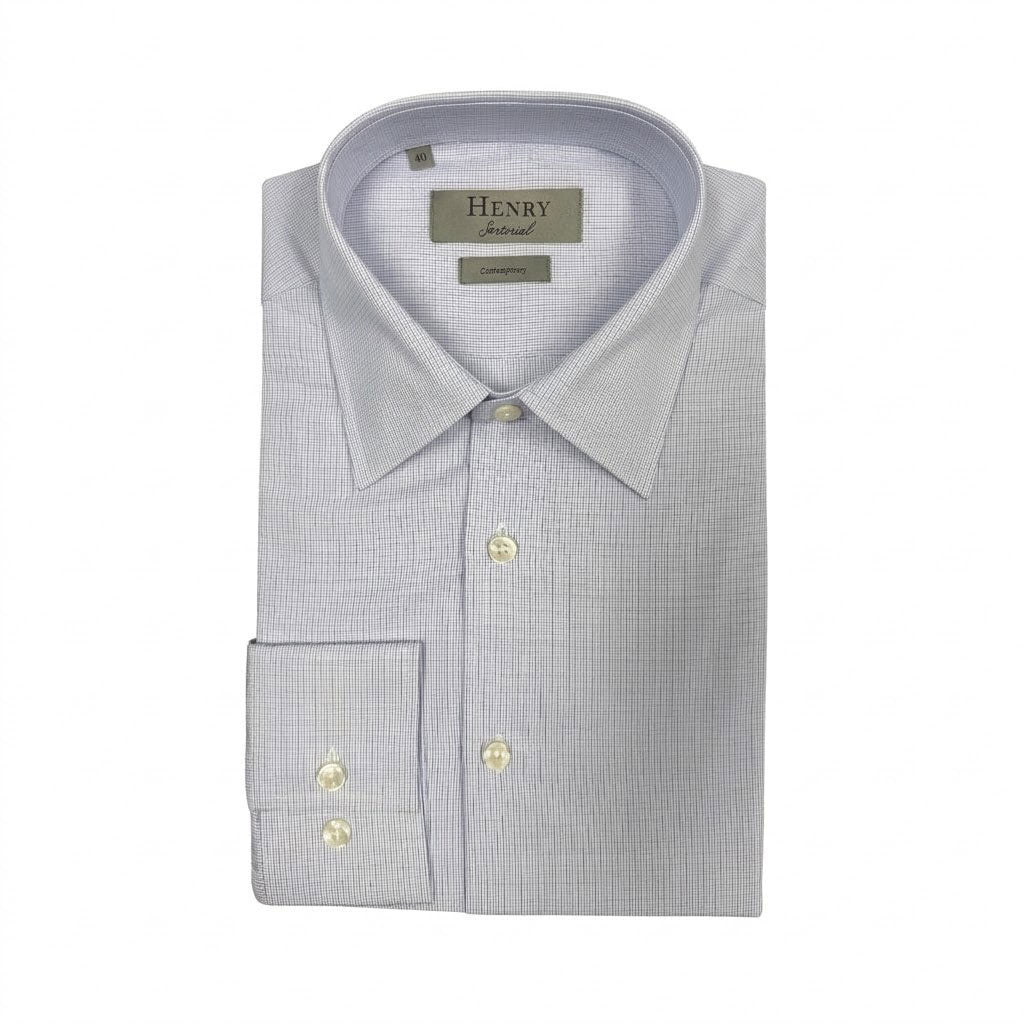 HENRY SARTORIAL Silk Protein Cotton Shirt BLUE - Henry Bucks