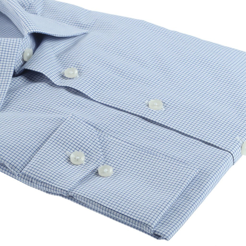 HENRY SARTORIAL Single Cuff Check Shirt WHITE/NAVY - Henry Bucks