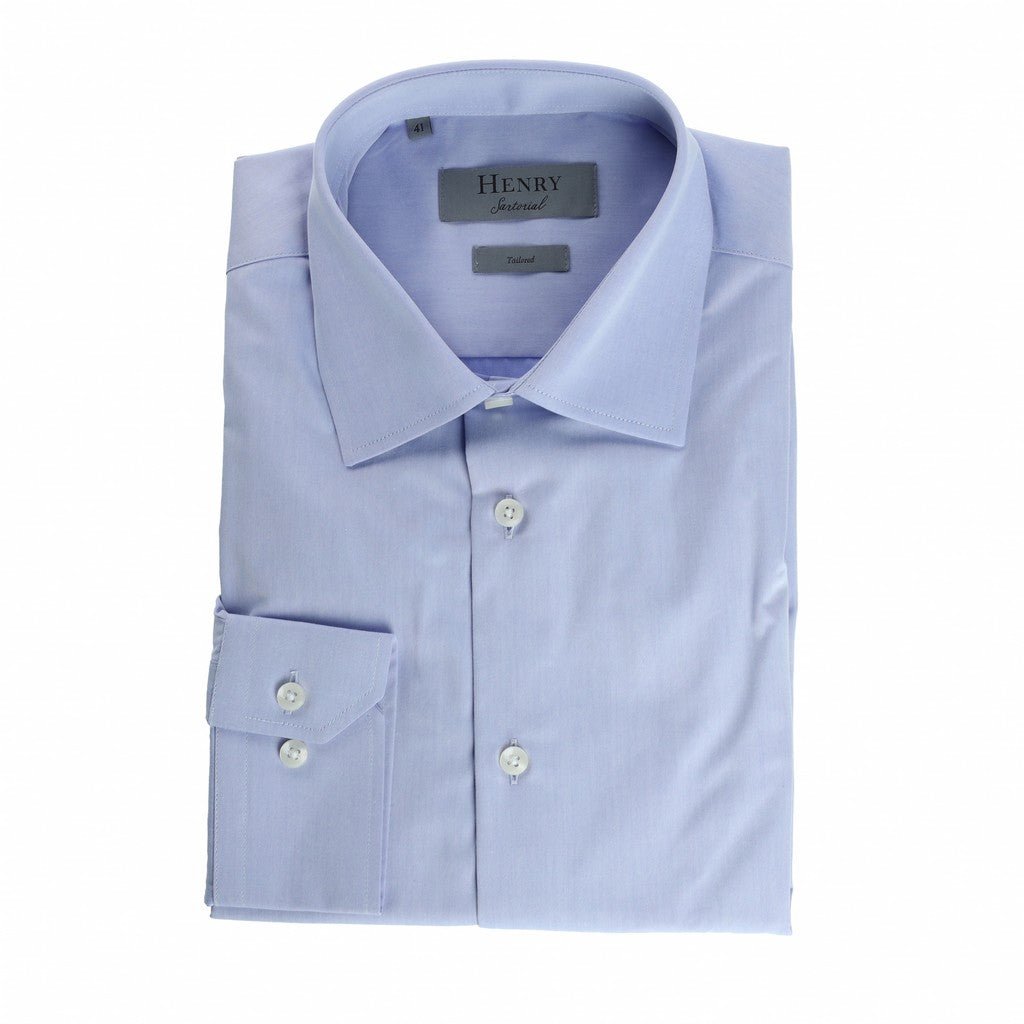 HENRY SARTORIAL Single Cuff Cotton Polyester Shirt SKY BLUE - Henry Bucks