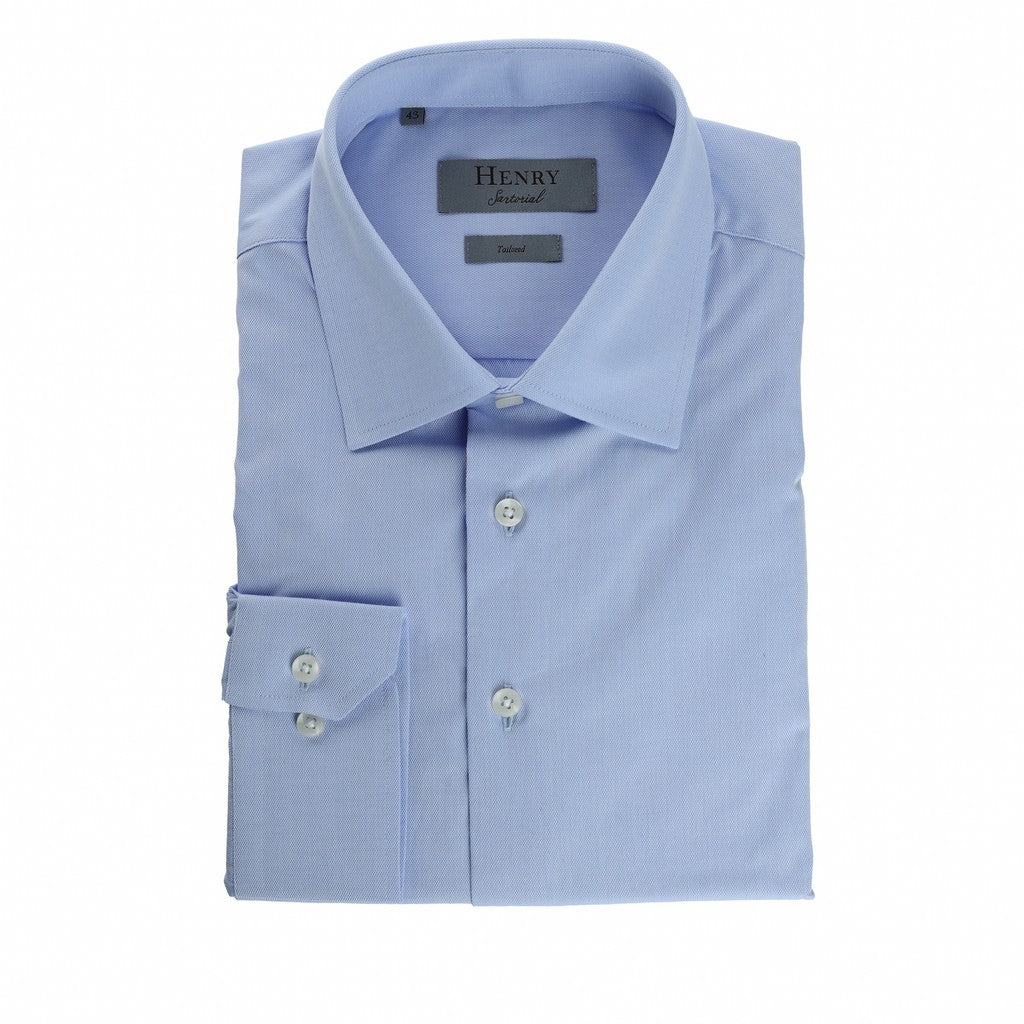 HENRY SARTORIAL Single Cuff Cotton Polyester Shirt SKY BLUE - Henry Bucks