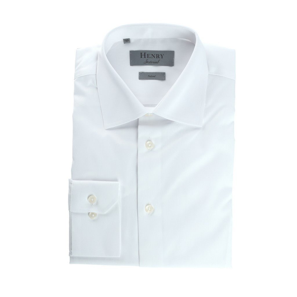 HENRY SARTORIAL Single Cuff Cotton Polyester Shirt WHITE - Henry Bucks