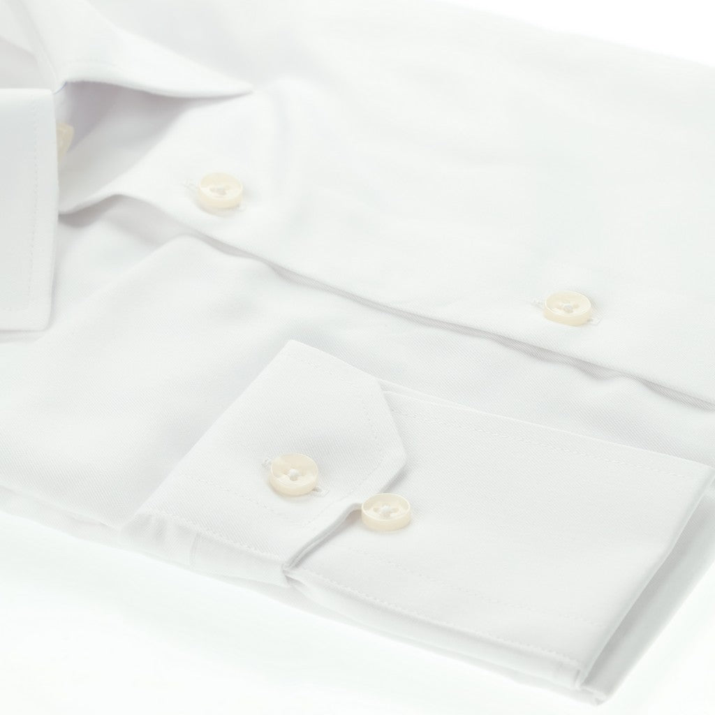 HENRY SARTORIAL Single Cuff Polyester Rayon Bamboo Shirt WHITE - Henry Bucks