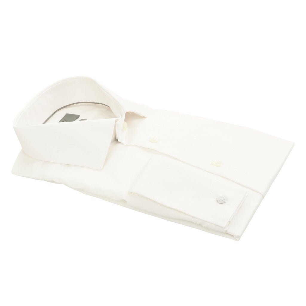 HENRY SARTORIAL Slim Plain Twill Shirt Double Cuff WHITE - Henry Bucks
