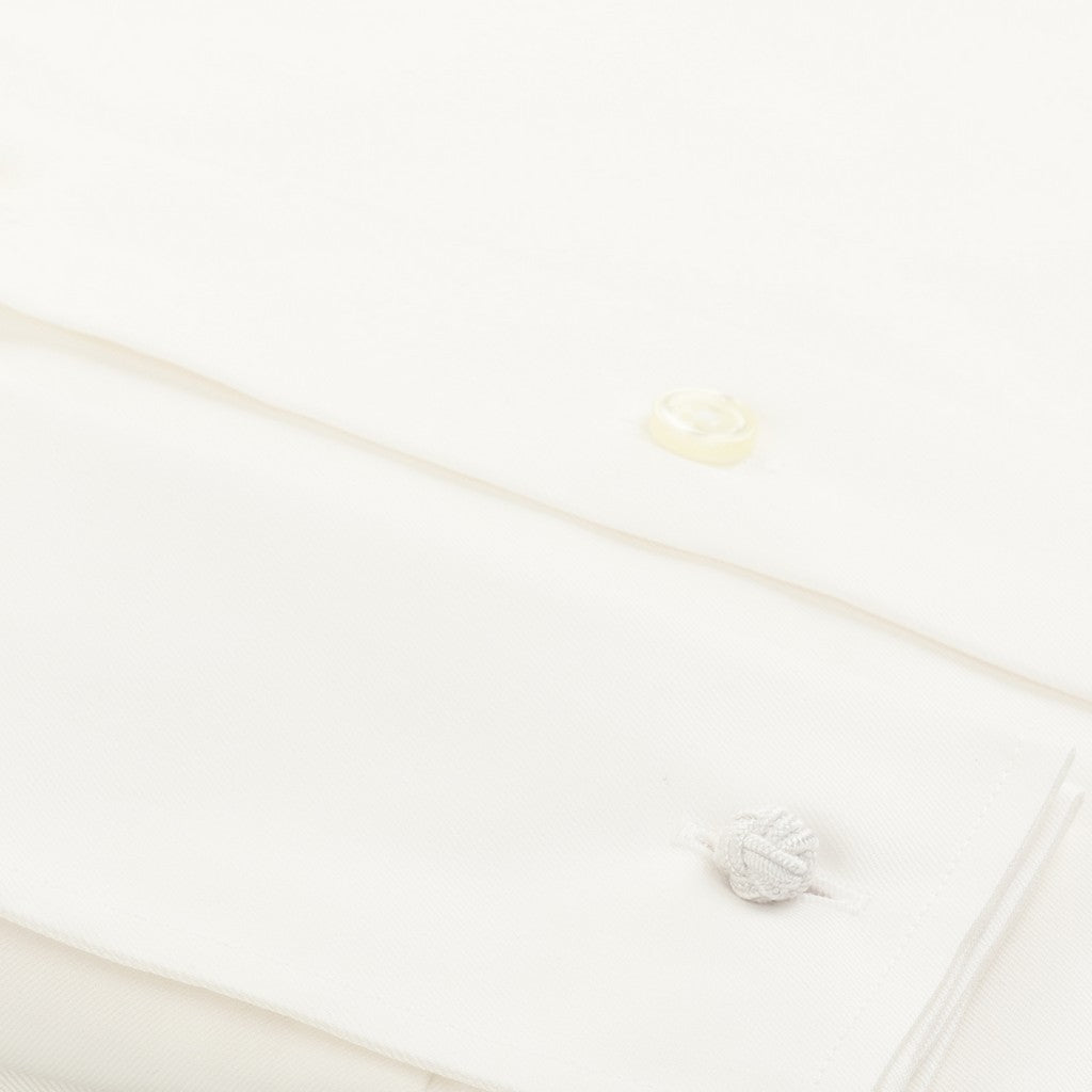 HENRY SARTORIAL Slim Plain Twill Shirt Double Cuff WHITE - Henry Bucks