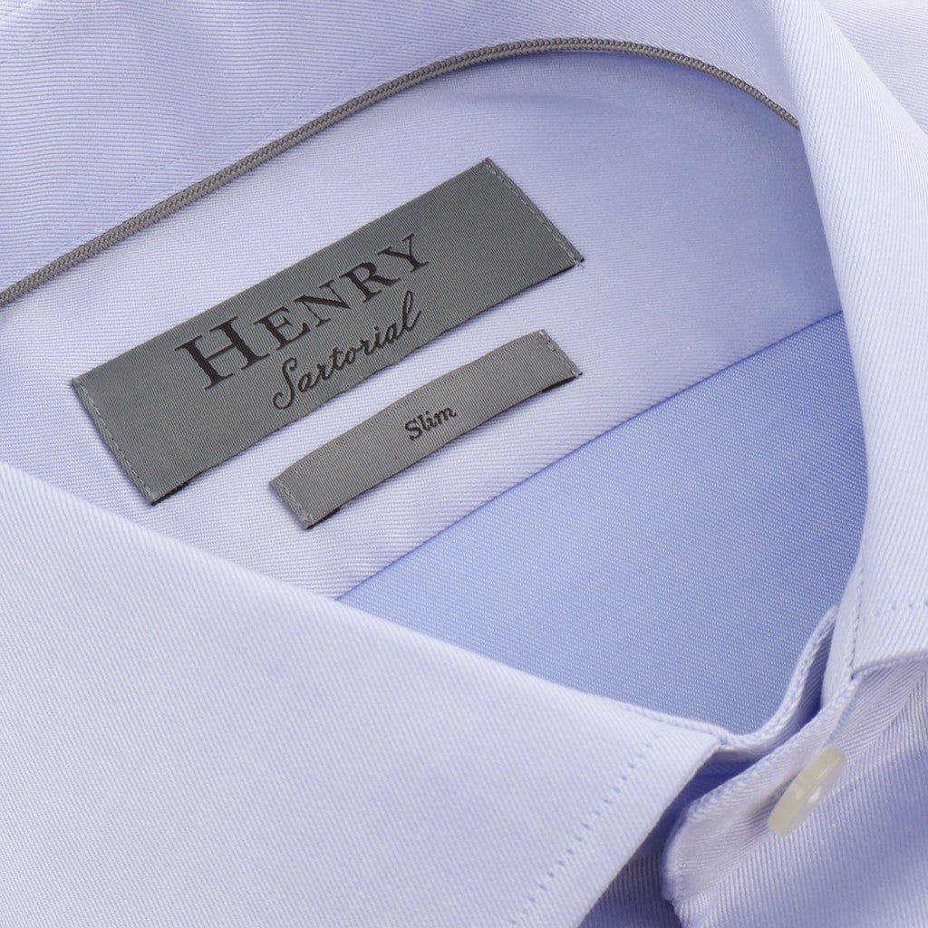 HENRY SARTORIAL Slim Plain Twill Shirt Single Cuff SKY - Henry Bucks