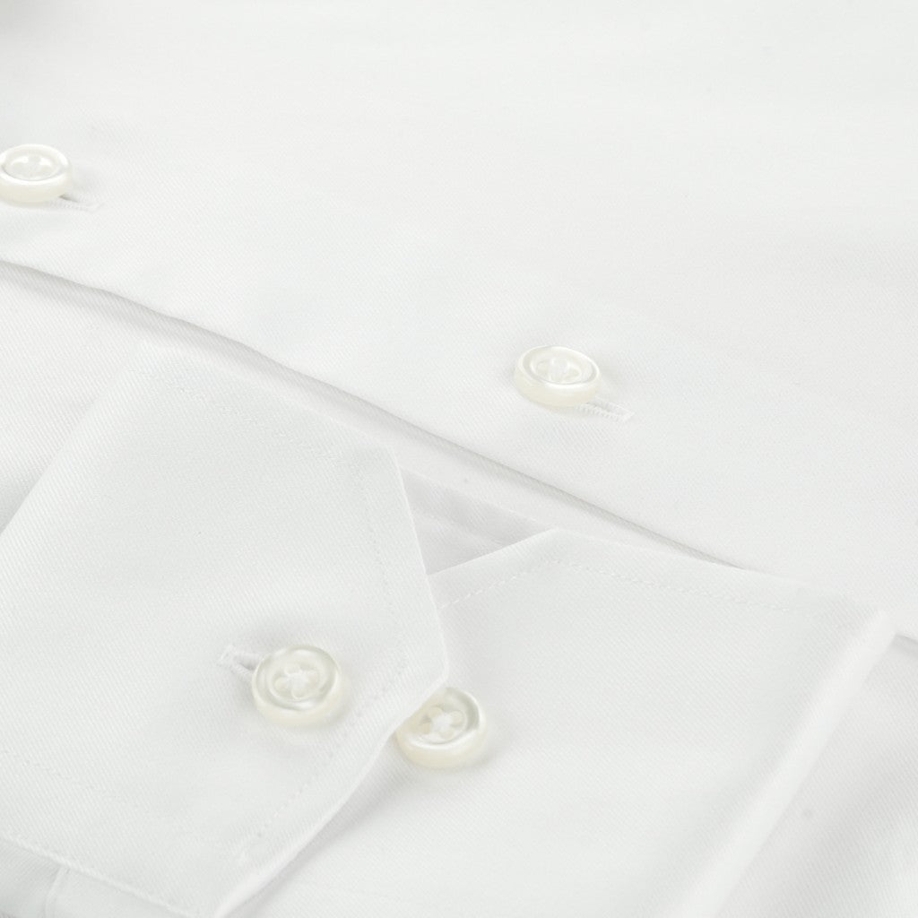 HENRY SARTORIAL Slim Plain Twill Shirt Single Cuff WHITE - Henry Bucks