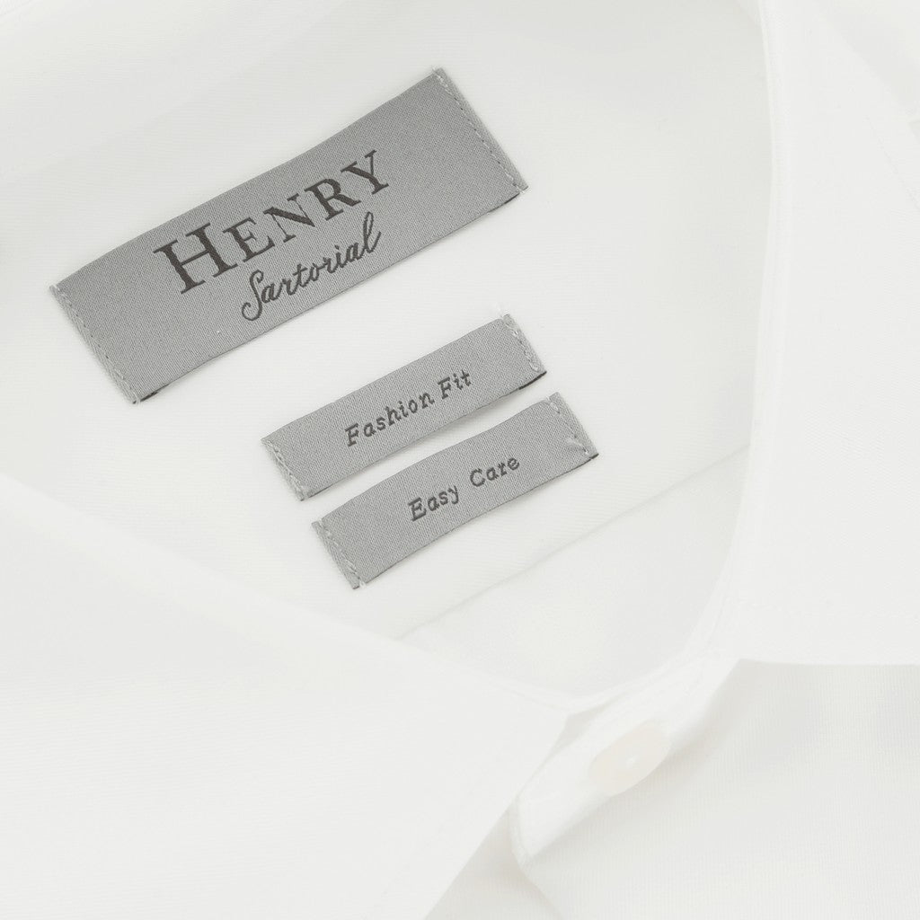 HENRY SARTORIAL Solid Cotton Business Long Sleeve Shirt WHITE (Online only*) - Henry Bucks
