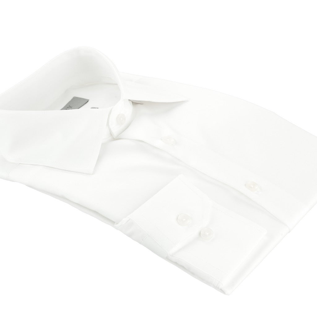 HENRY SARTORIAL Solid Cotton Business Long Sleeve Shirt WHITE (Online only*) - Henry Bucks