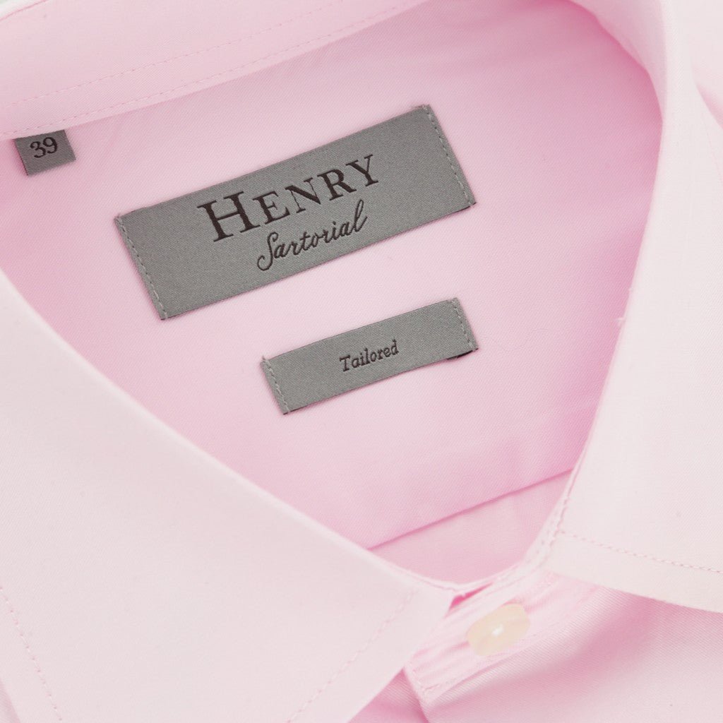 HENRY SARTORIAL Solid Cotton Long Sleeve Business Shirt LIGHT PINK (Online only*) - Henry Bucks