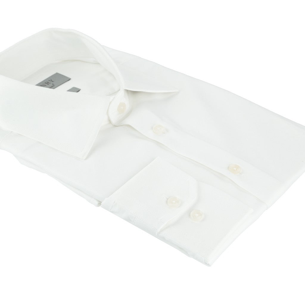 HENRY SARTORIAL Solid Cotton Stretch Long Sleeve Shirt WHITE (Online only*) - Henry Bucks