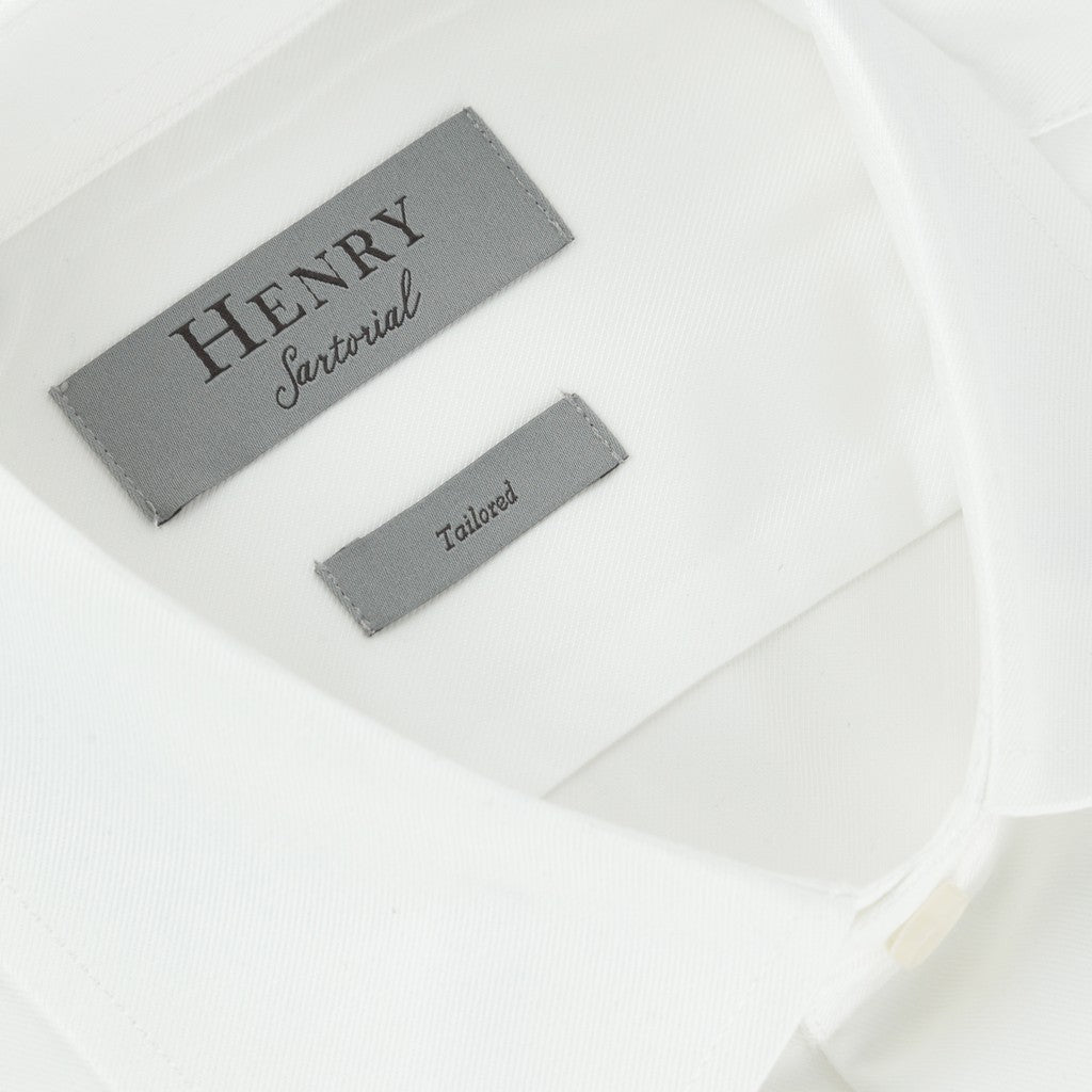 HENRY SARTORIAL Solid Cotton Stretch Long Sleeve Shirt WHITE (Online only*) - Henry Bucks