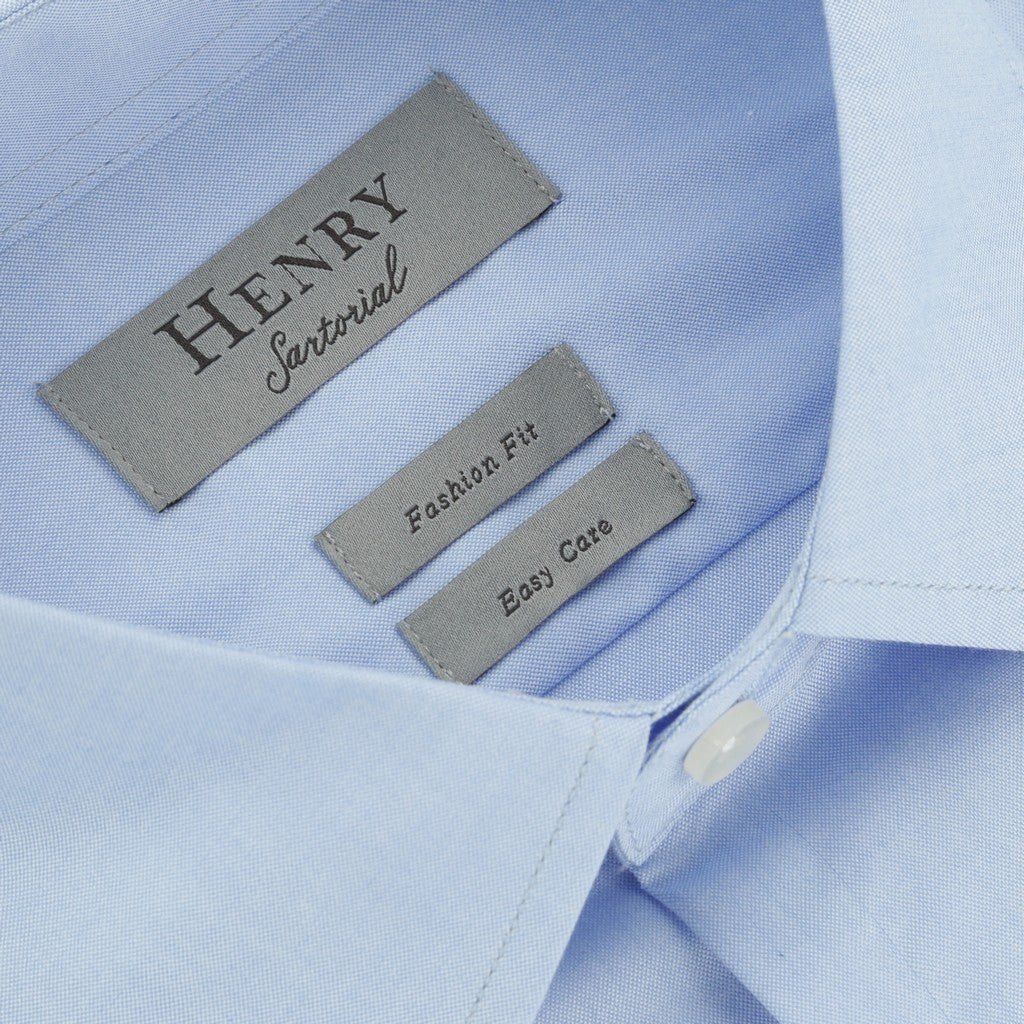 HENRY SARTORIAL Solid Oxford Long Sleeve Business Shirt MID BLUE (Online only*) - Henry Bucks