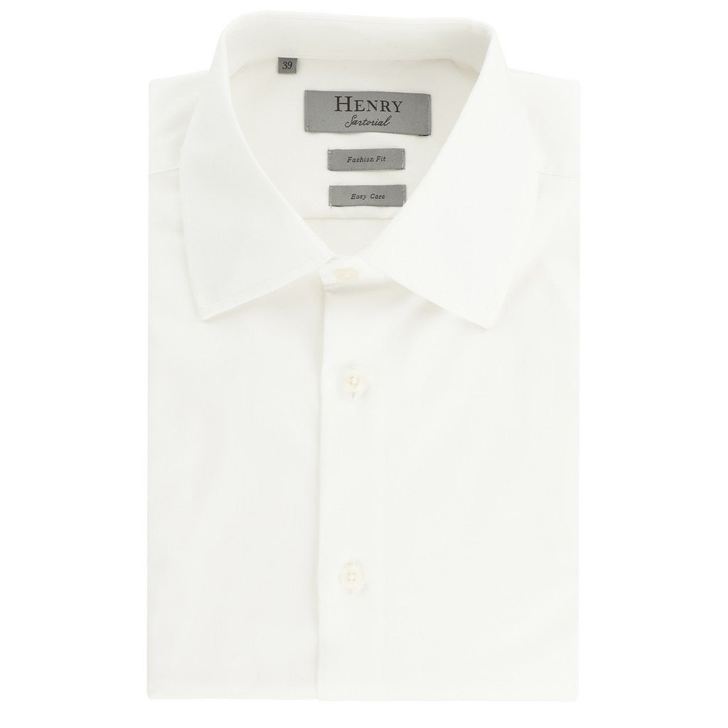 HENRY SARTORIAL Solid Oxford Long Sleeve Business Shirt WHITE (Online only*) - Henry Bucks