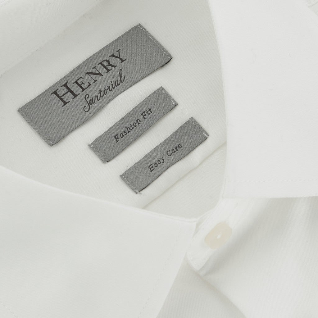 HENRY SARTORIAL Solid Oxford Long Sleeve Business Shirt WHITE (Online only*) - Henry Bucks
