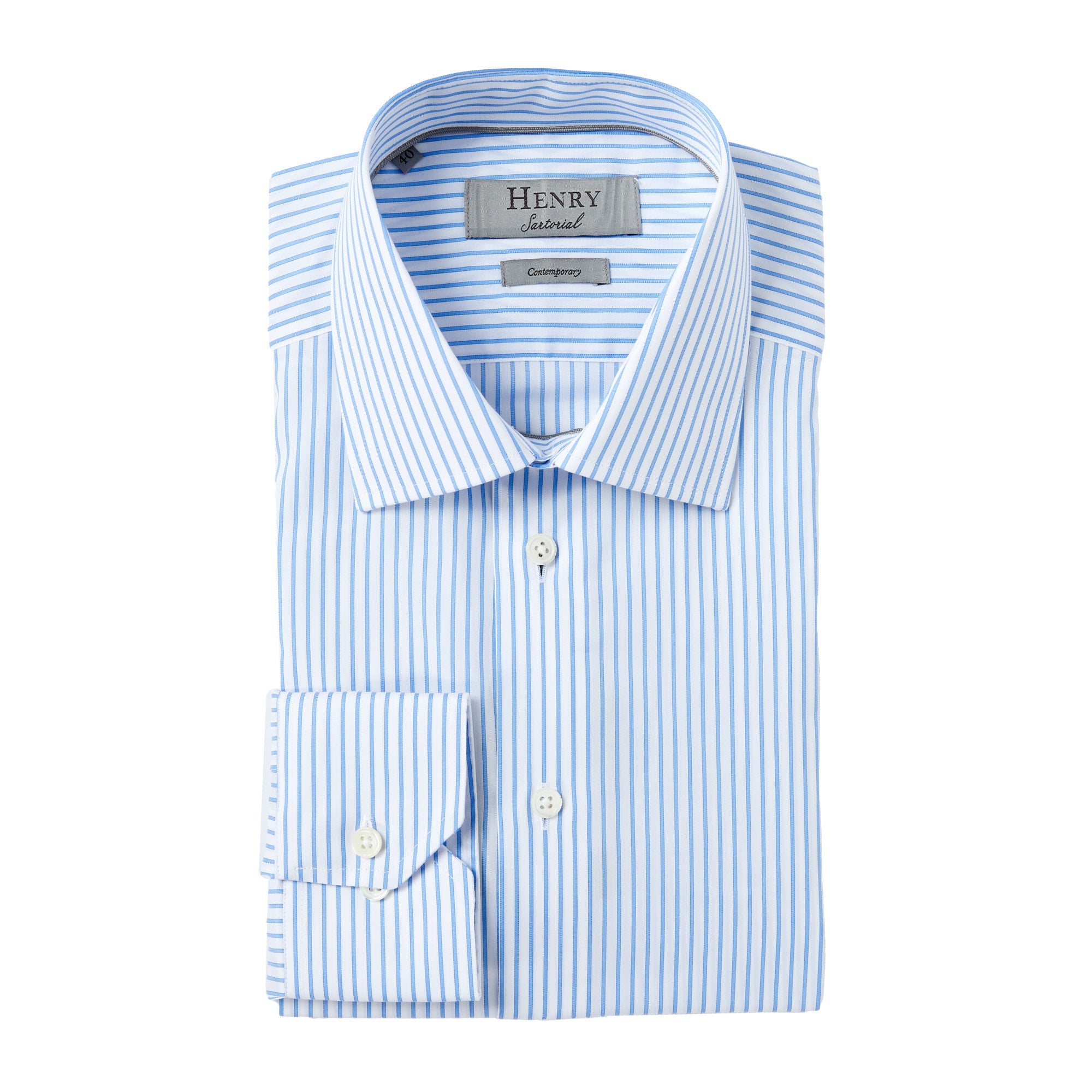 HENRY SARTORIAL Stripe Shirt SKY BLUE - Henry BucksShirts01SS23017 - SKYBLUE - 38