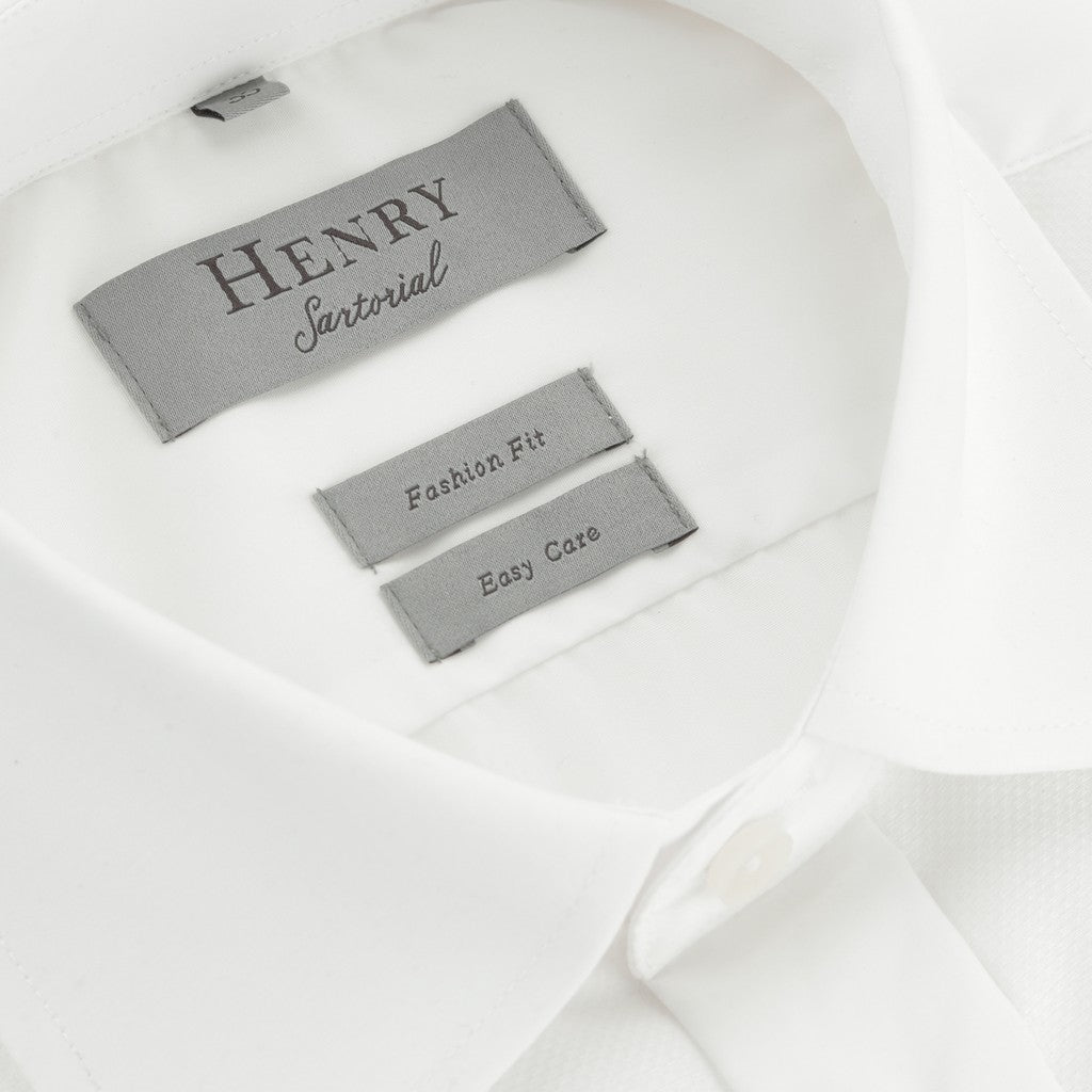 HENRY SARTORIAL Stud Double Cuff Slim Fit Dinner Shirt WHITE (Online only*) - Henry Bucks