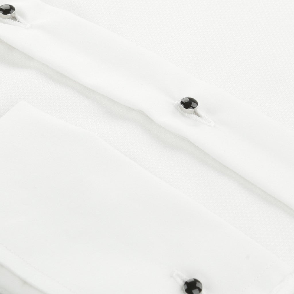HENRY SARTORIAL Stud Double Cuff Slim Fit Dinner Shirt WHITE (Online only*) - Henry Bucks