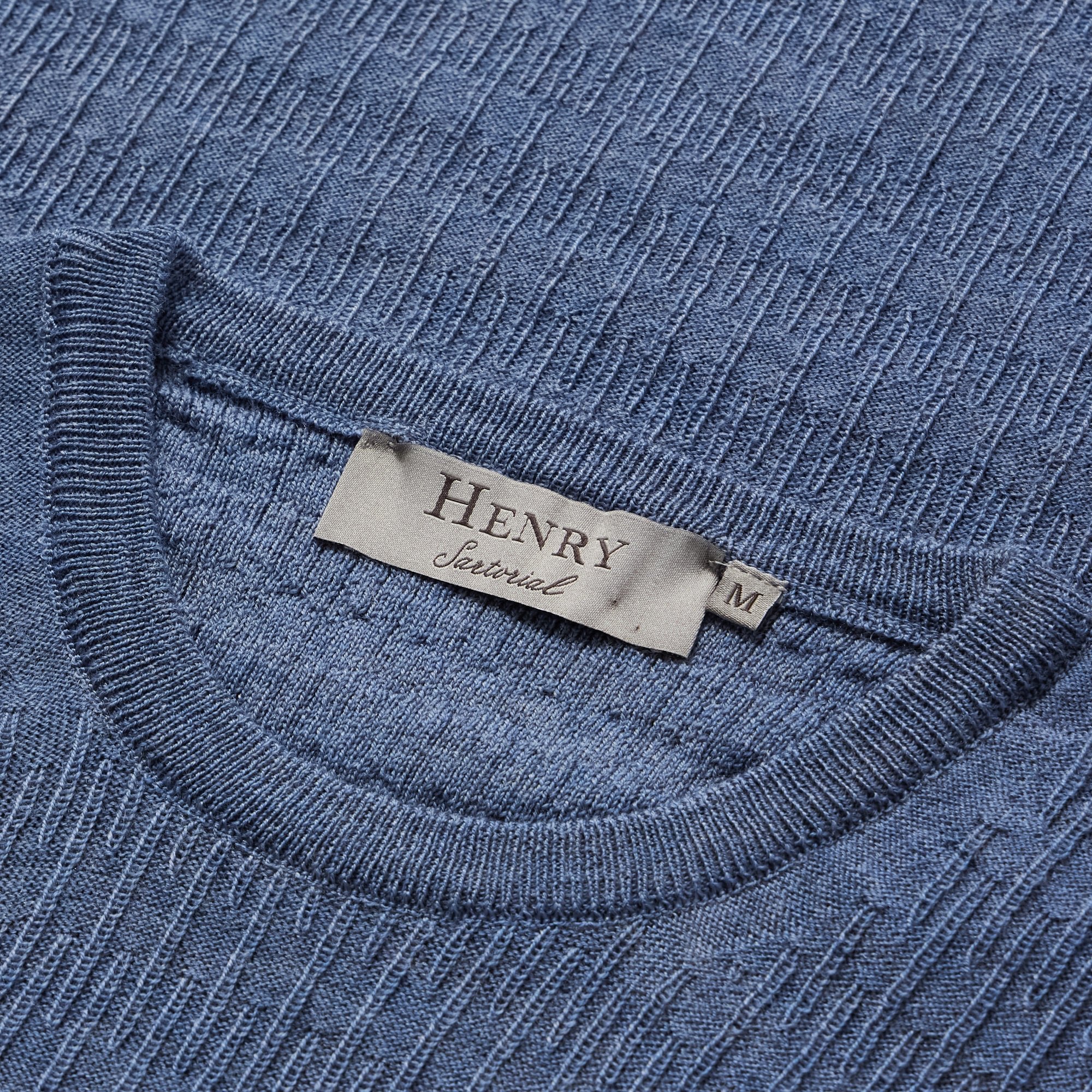 HENRY SARTORIAL Textured Wool Crewneck 14GG BLUE STONE - Henry BucksKnitwear46AW230013 - BLUSTONE - SM