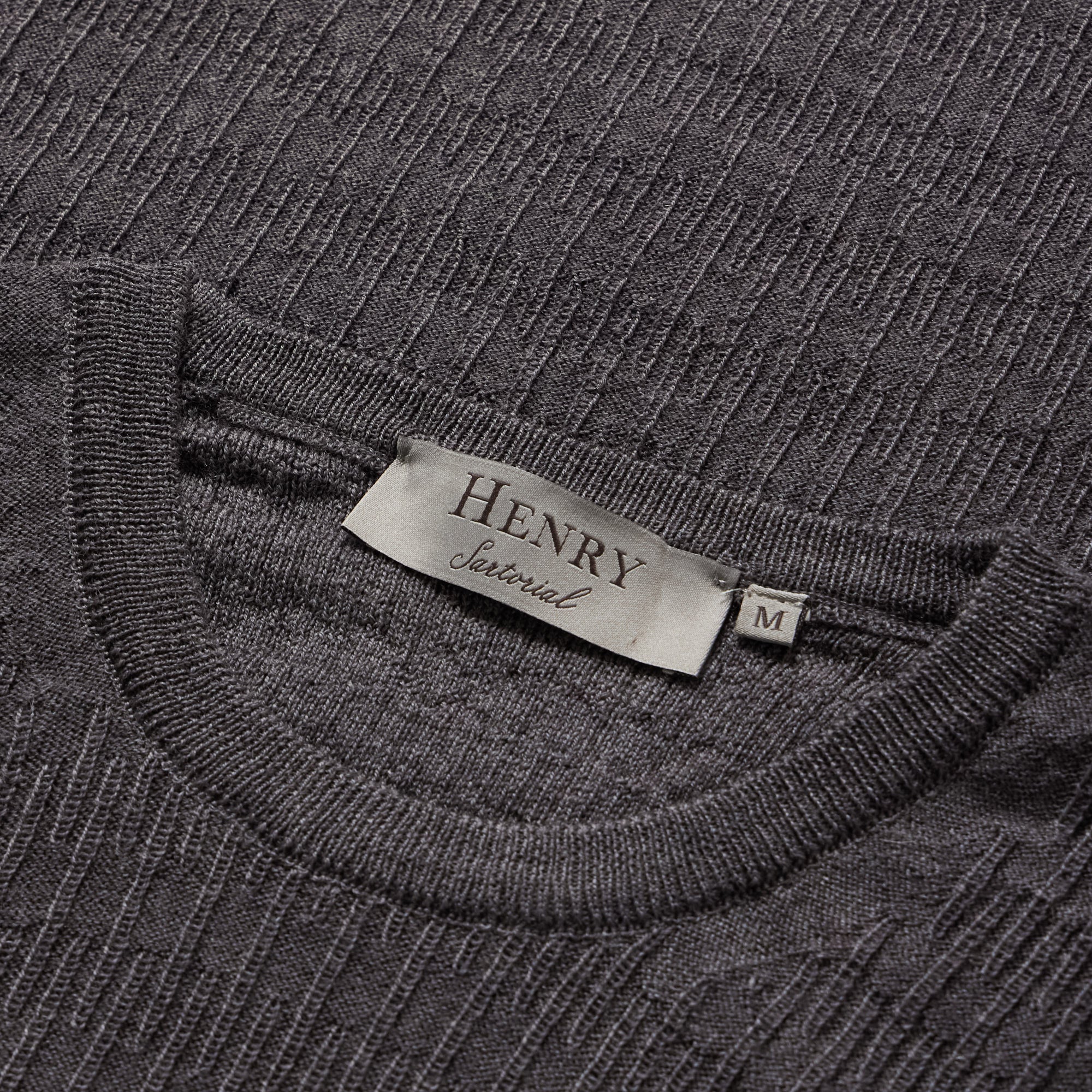 HENRY SARTORIAL Textured Wool Crewneck 14GG CHARCOAL - Henry BucksKnitwear46AW230013 - CHCL - SM