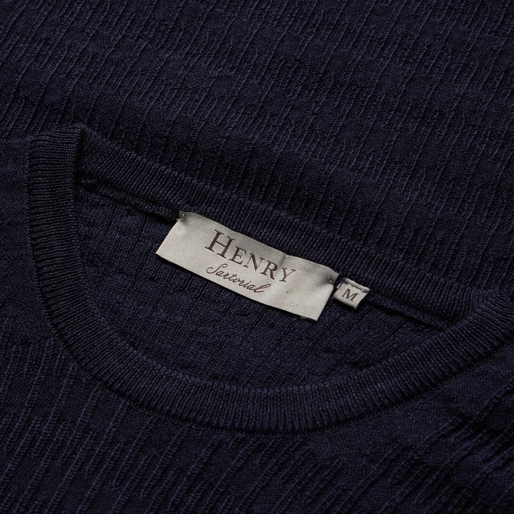 HENRY SARTORIAL Textured Wool Crewneck 14GG NAVY - Henry BucksKnitwear46AW230013 - NAVY - SM