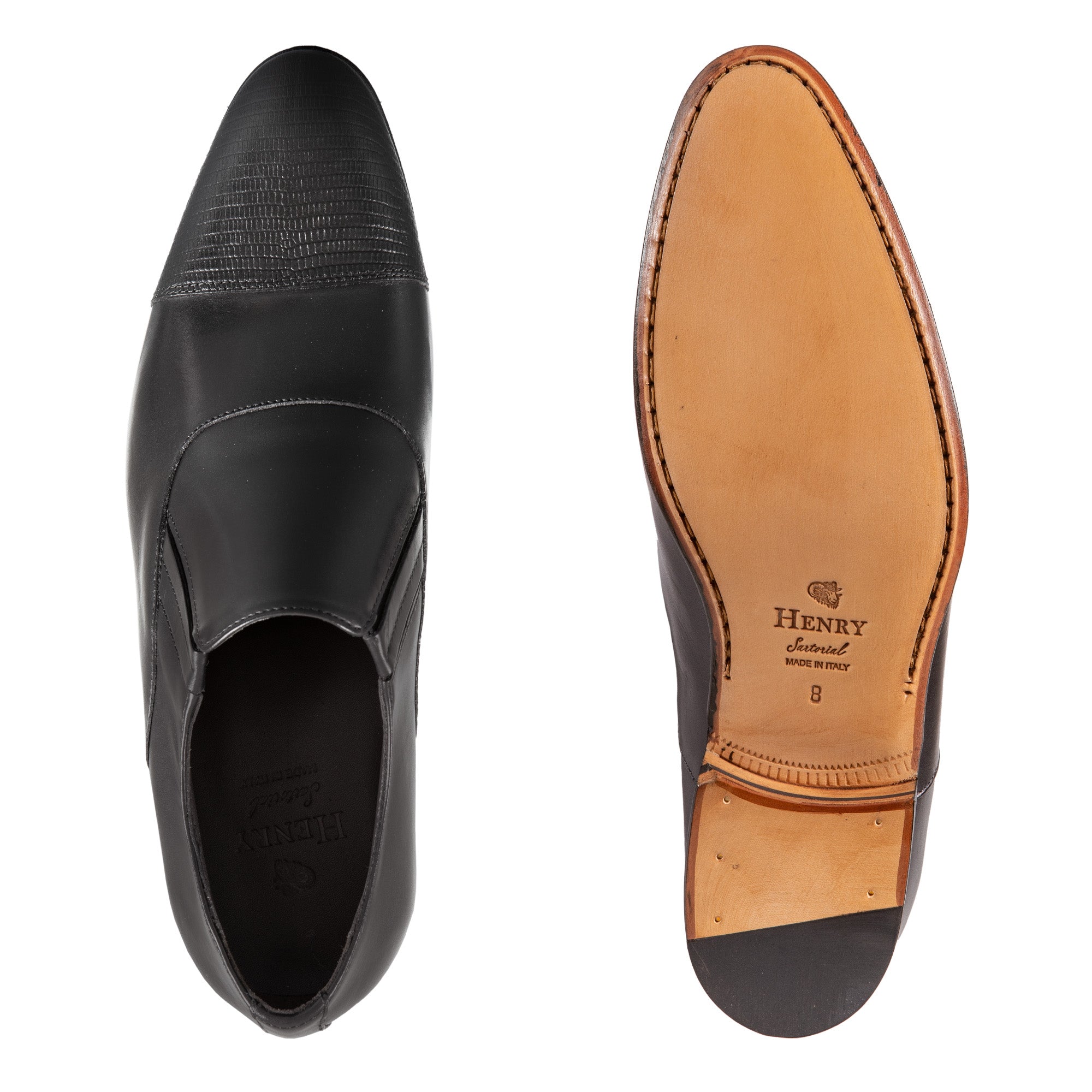 HENRY SARTORIAL Toe Cap Elastic Loafers BLACK - Henry BucksLoafers & Driving Shoes8000410 - BLCK - 7