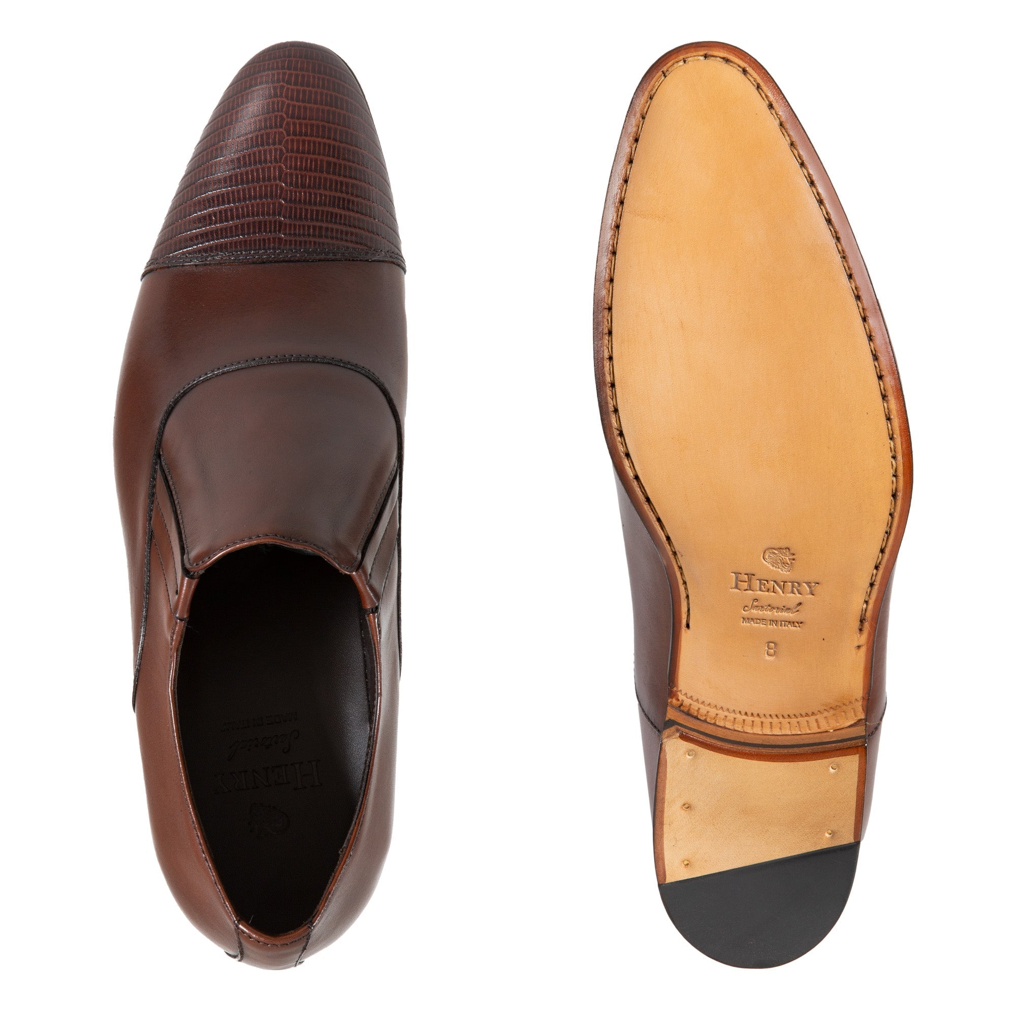 HENRY SARTORIAL Toe Cap Elastic Loafers BROWN - Henry BucksLoafers & Driving Shoes8000410 - BROWN - 7