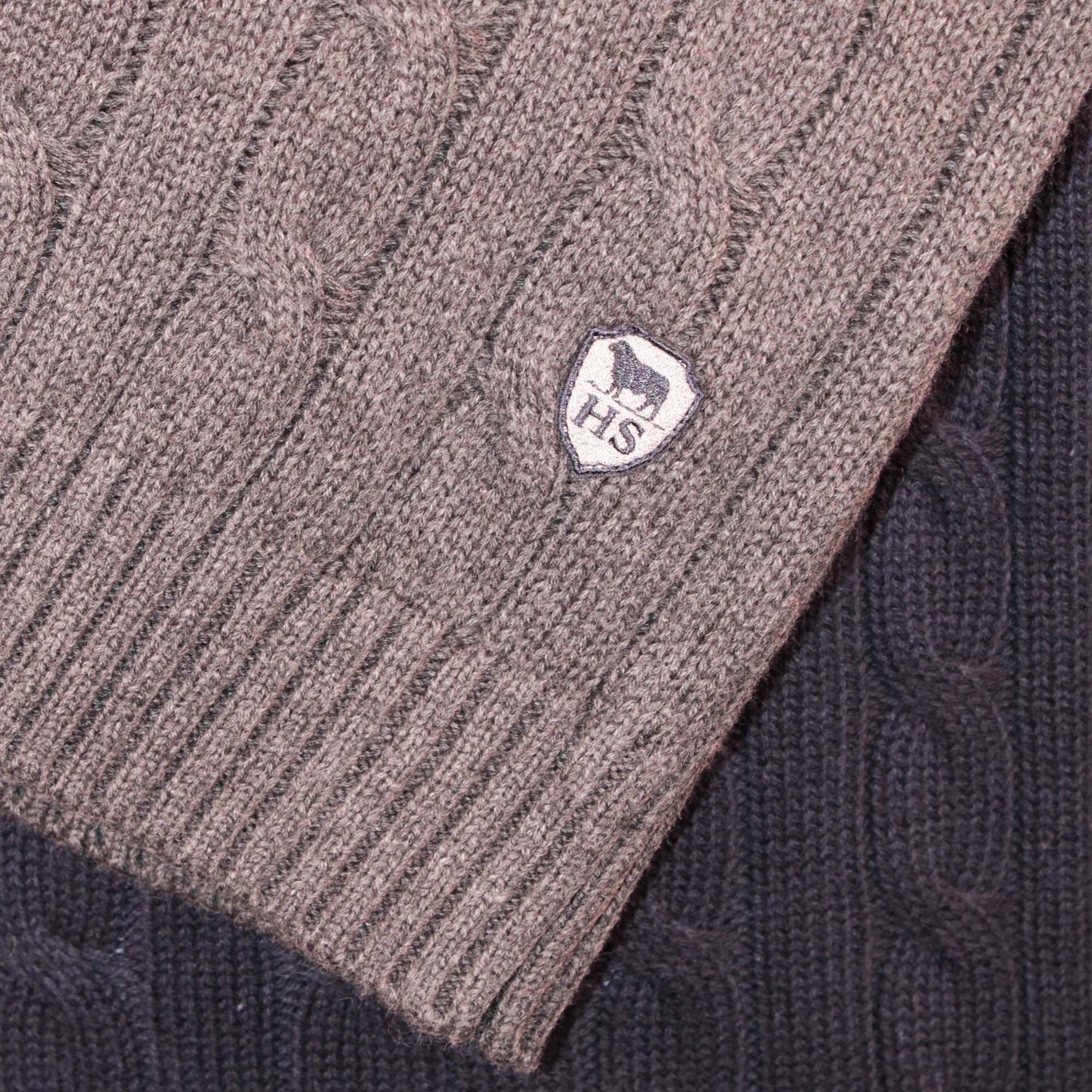 HENRY SARTORIAL V Neck Cotton Jumper BLACK/CHARCOAL - Henry BucksKnitwear62AW240006 - BLKCHAR - SM