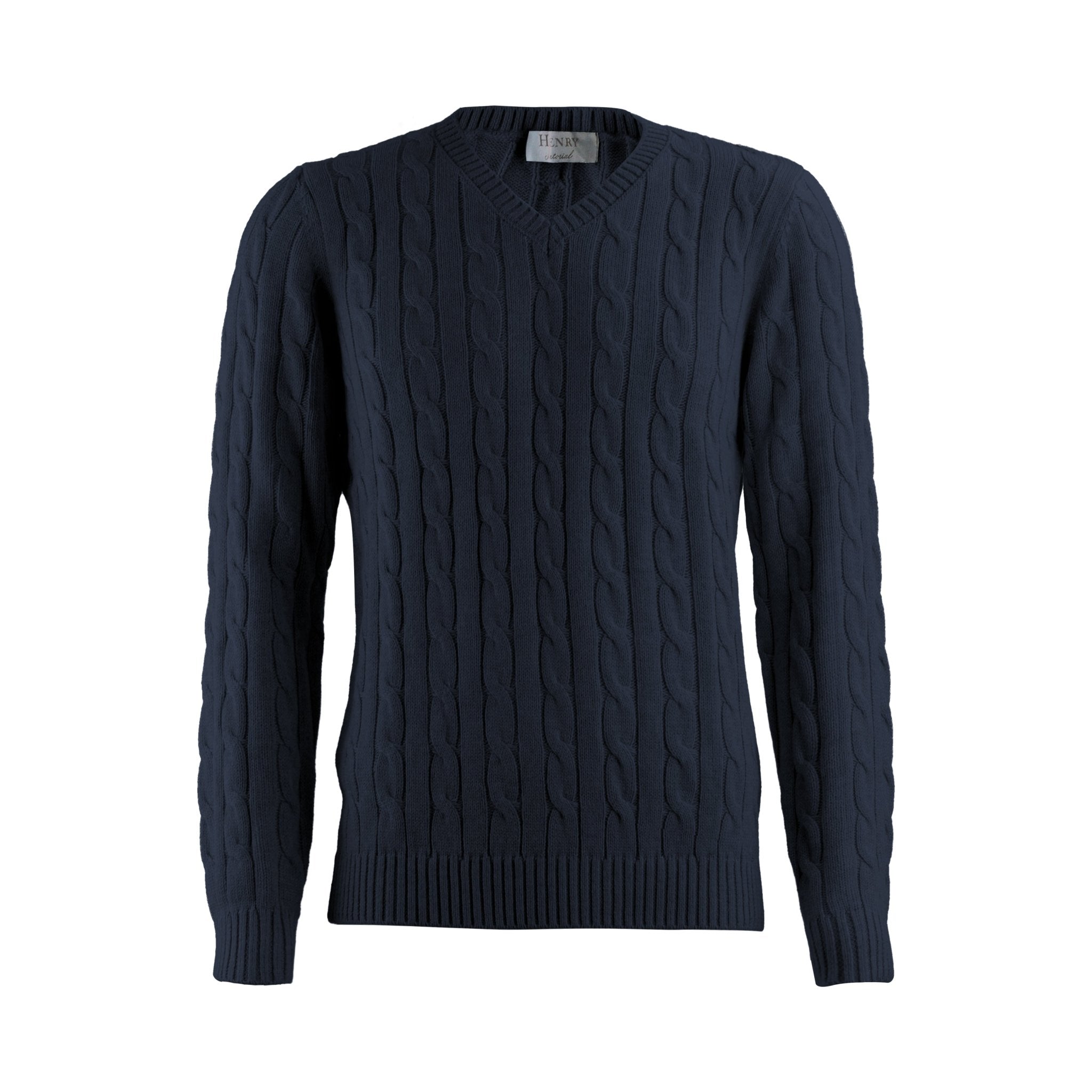HENRY SARTORIAL V Neck Cotton Jumper NAVY - Henry Bucks