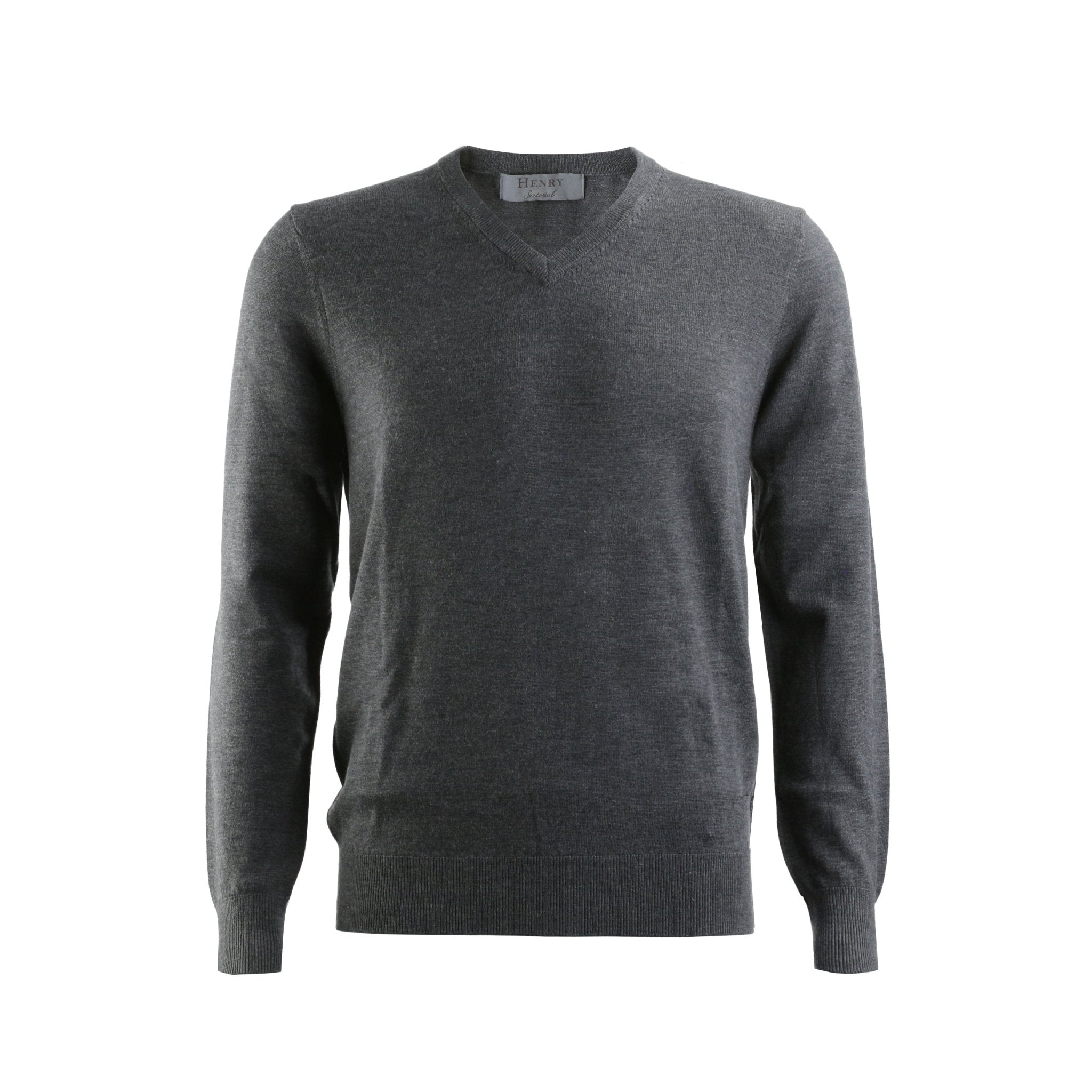 HENRY SARTORIAL V - Neck Jumper CHARCOAL - Henry Bucks