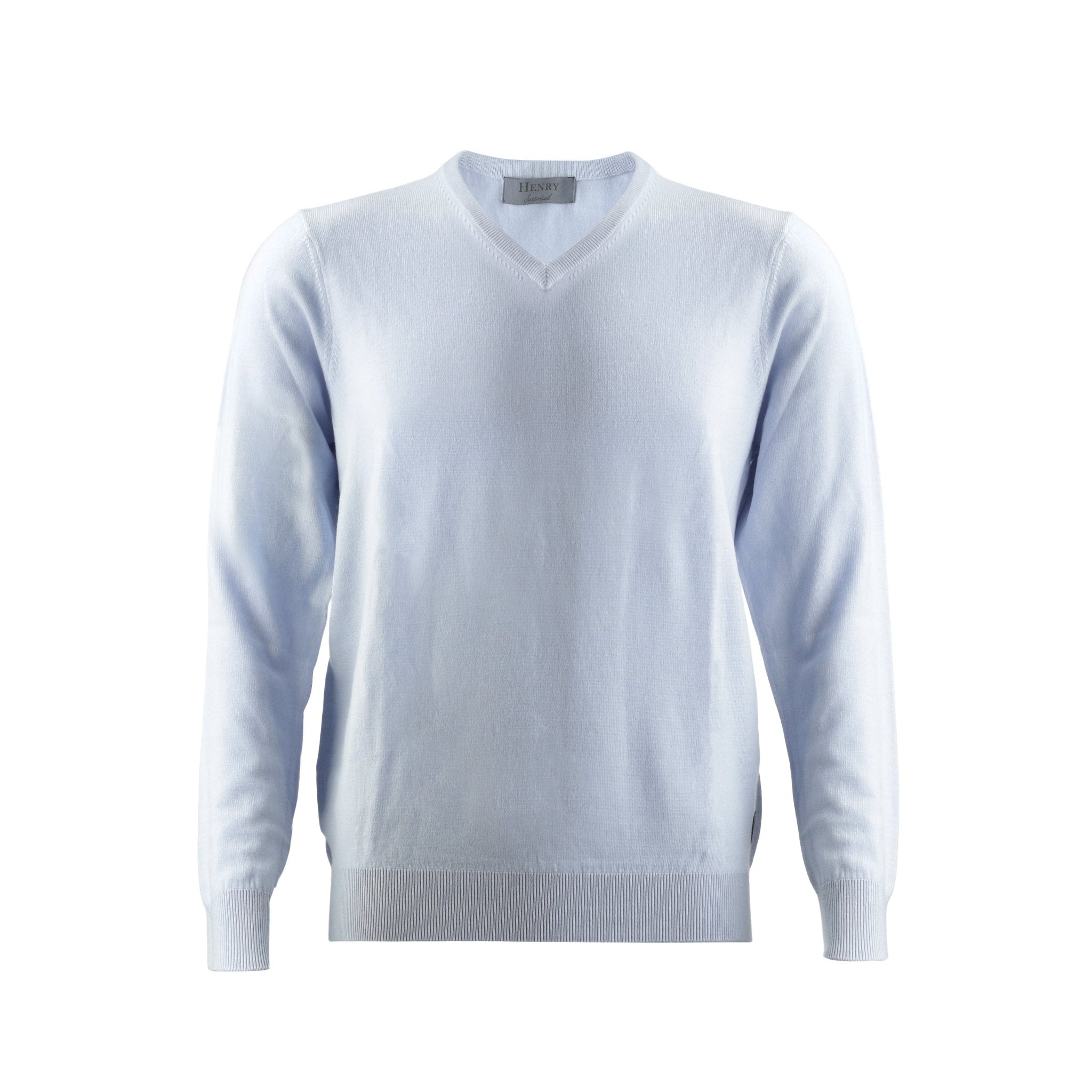 HENRY SARTORIAL V - Neck Jumper LIGHT BLUE - Henry Bucks