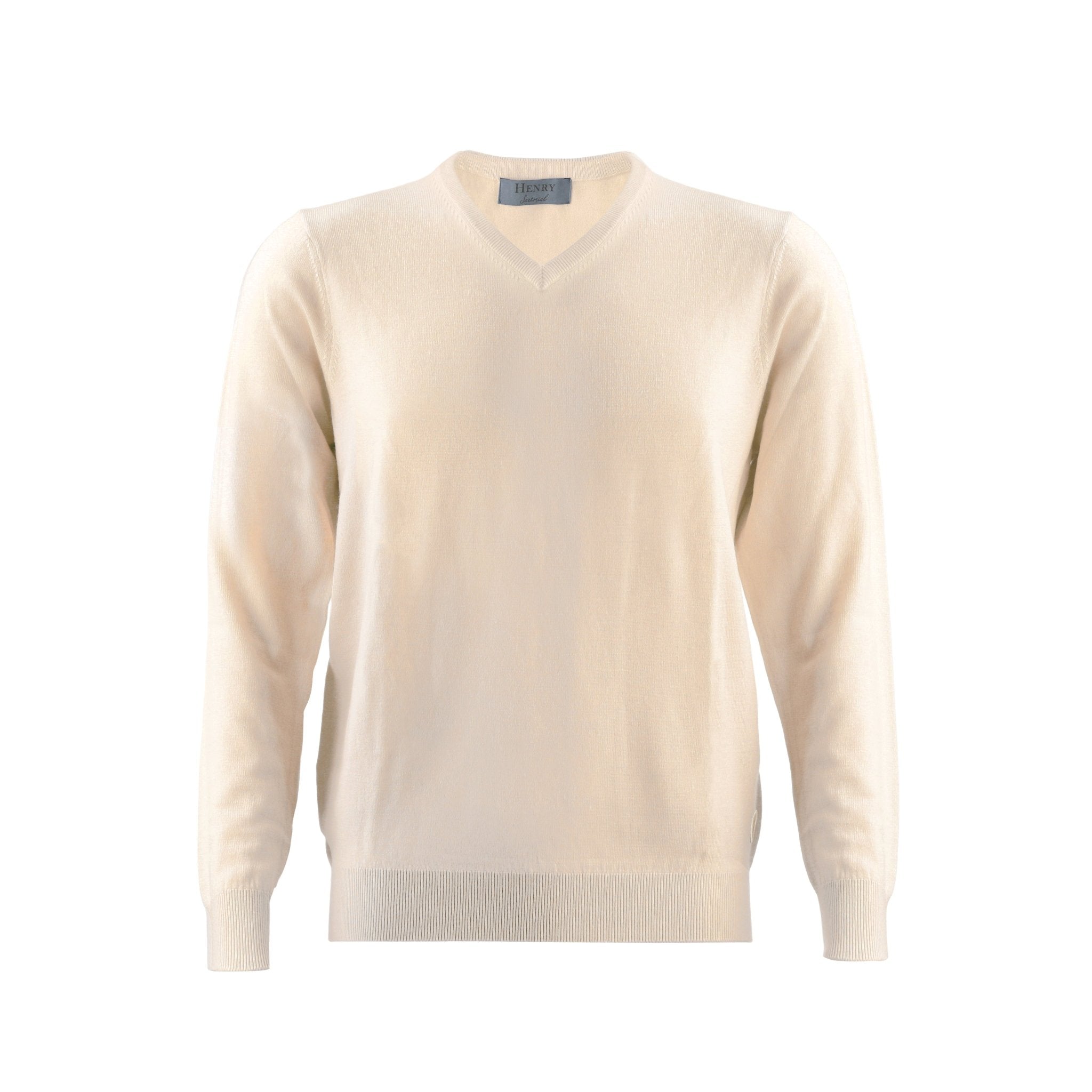 HENRY SARTORIAL V - Neck Jumper LIGHT BROWN - Henry Bucks