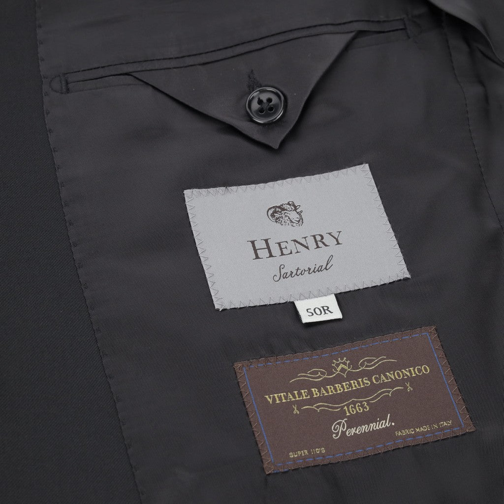 HENRY SARTORIAL VBC Merino Wool Notch Lapel Suit BLACK - Henry Bucks