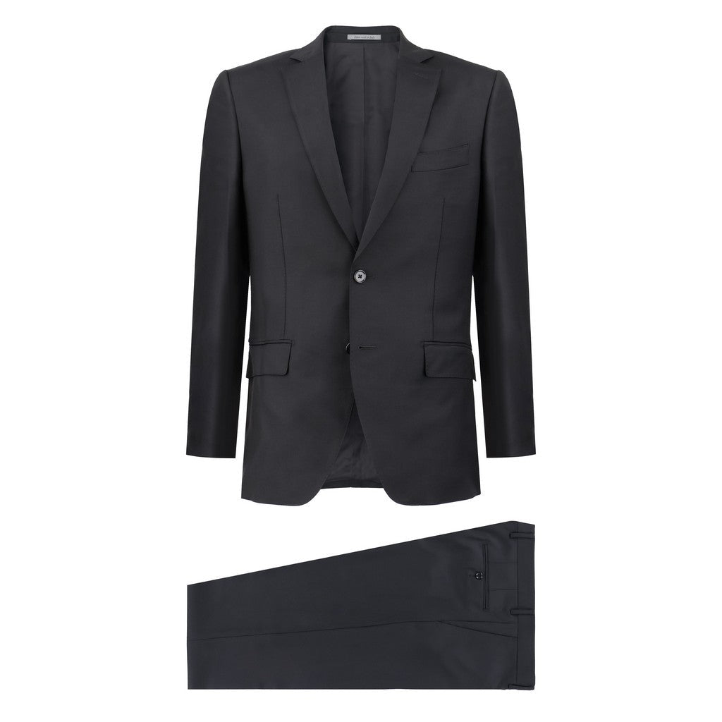 HENRY SARTORIAL VBC Merino Wool Notch Lapel Suit BLACK - Henry Bucks