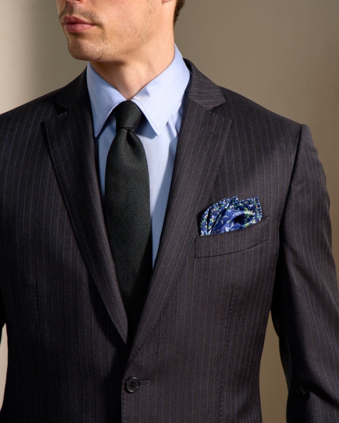 HENRY SARTORIAL VBC S110's Pinstripe Notch Lapel Suit CHARCOAL REG - Henry Bucks