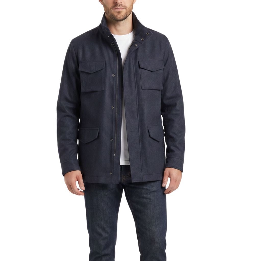 HENRY SARTORIAL Vitale Barberis Canonico FIELD JACKET NAVY - Henry Bucks